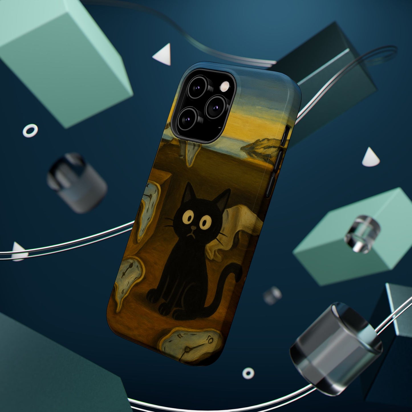 The Cat of Melting Time – Dalí Inspired – iPhone 16, 15, 14, 13 – MagSafe Magnetic Tough Case by HitStickers