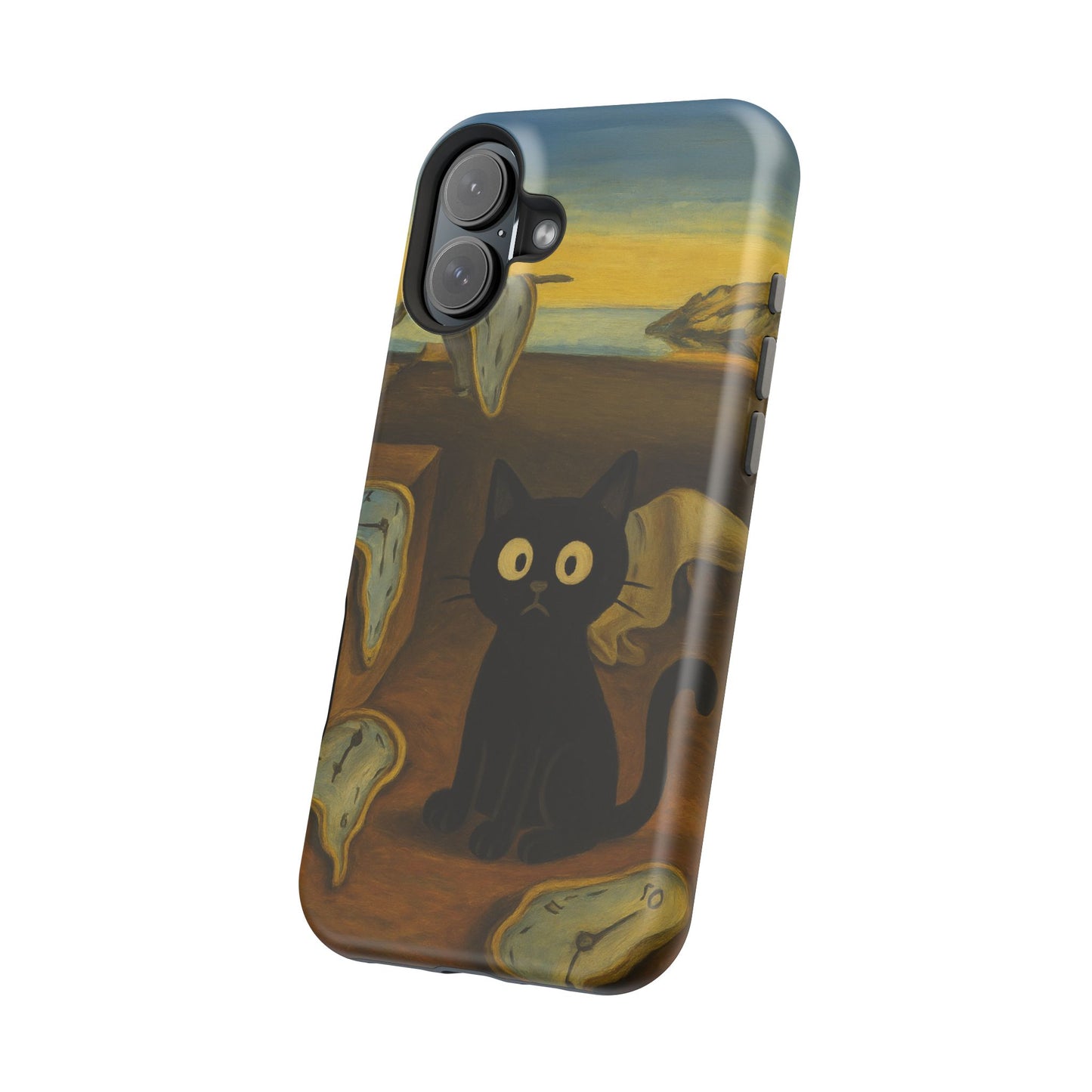 The Cat of Melting Time – Dalí Inspired – iPhone 16, 15, 14, 13 – MagSafe Magnetic Tough Case by HitStickers