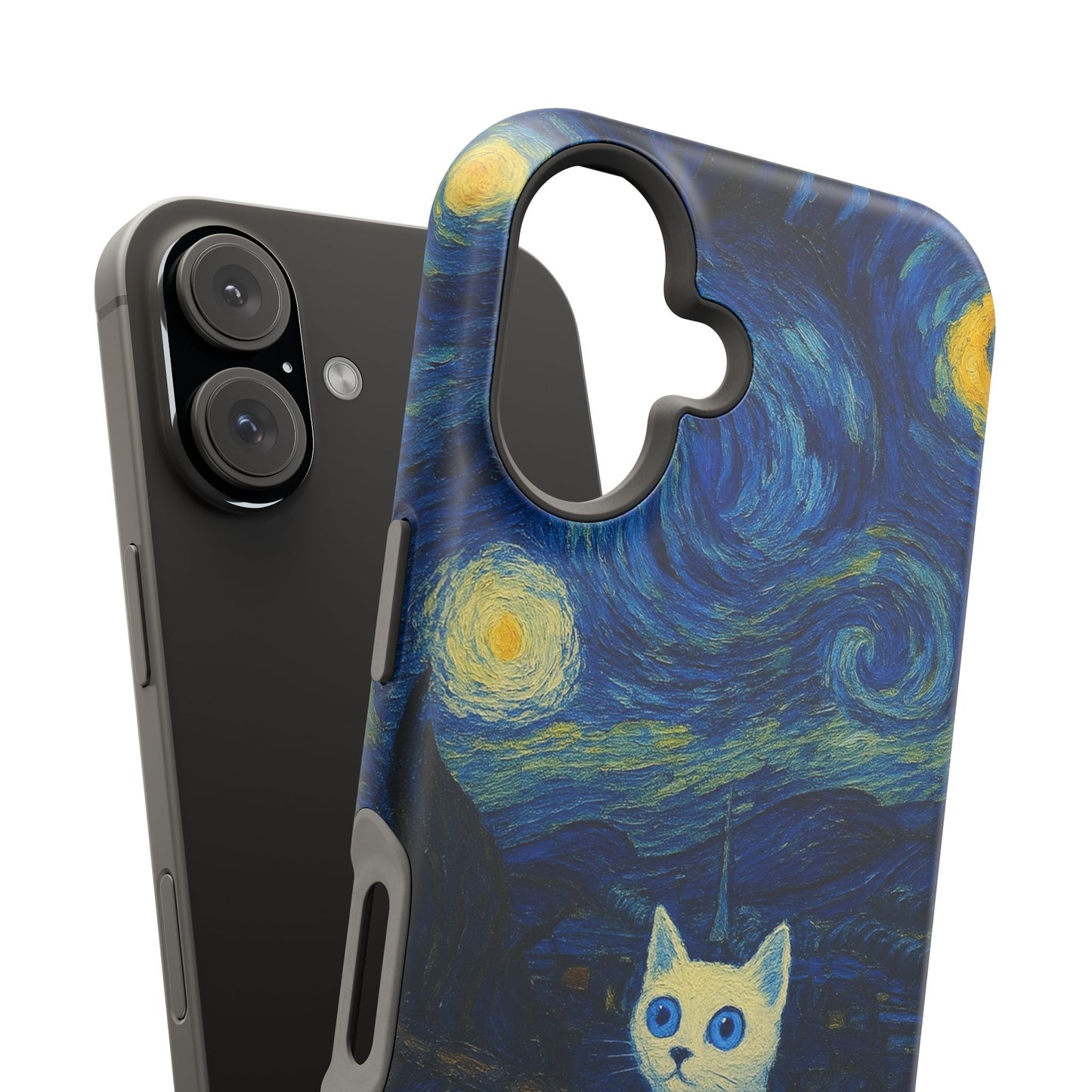 Starry Night Cat โ Van Gogh Inspired โ iPhone 16, 15, 14, 13 โ MagSafe Magnetic Tough Case by HitStickers