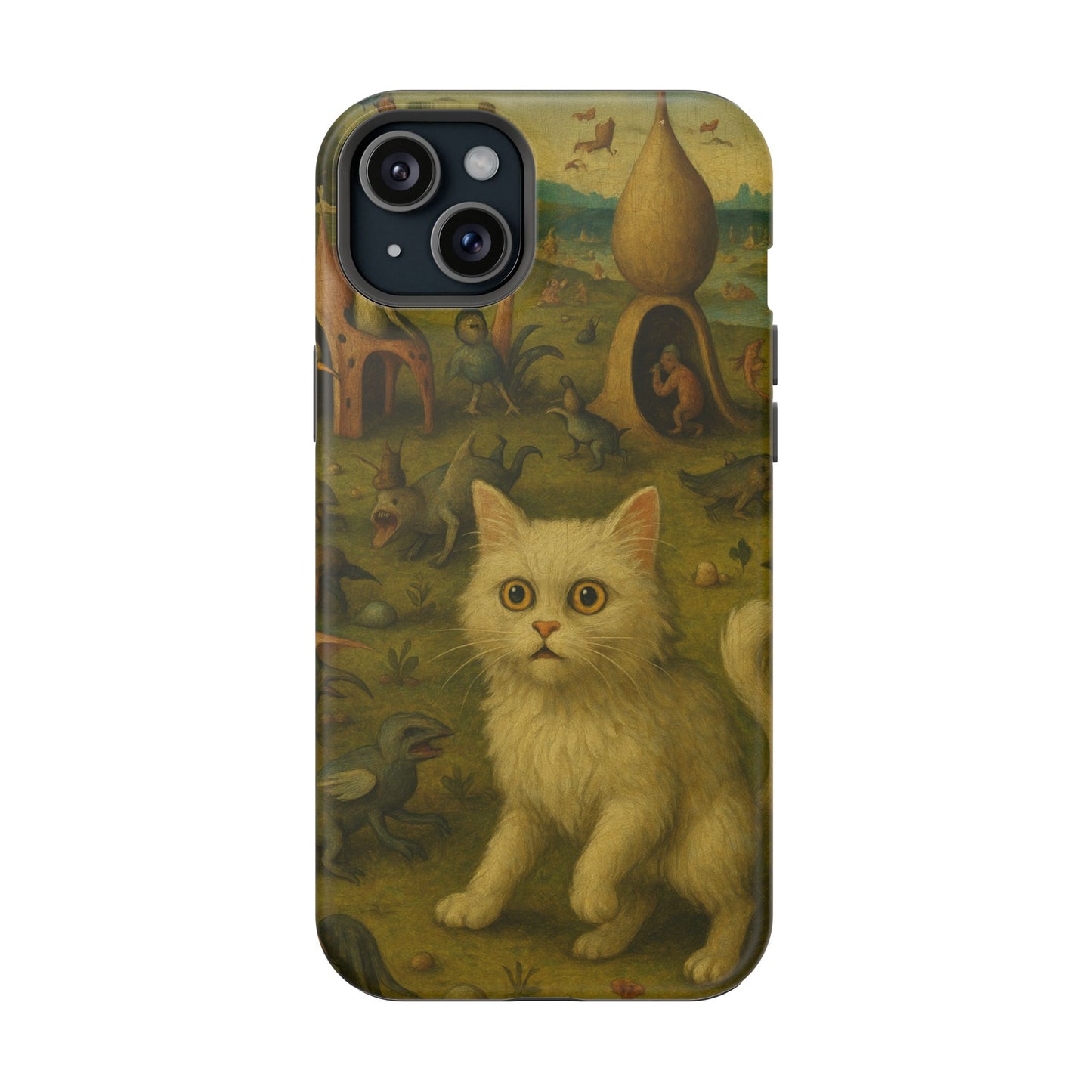 Garden of Cat Delights โ Bosch Inspired โ iPhone 16, 15, 14, 13 โ MagSafe Magnetic Tough Case by HitStickers