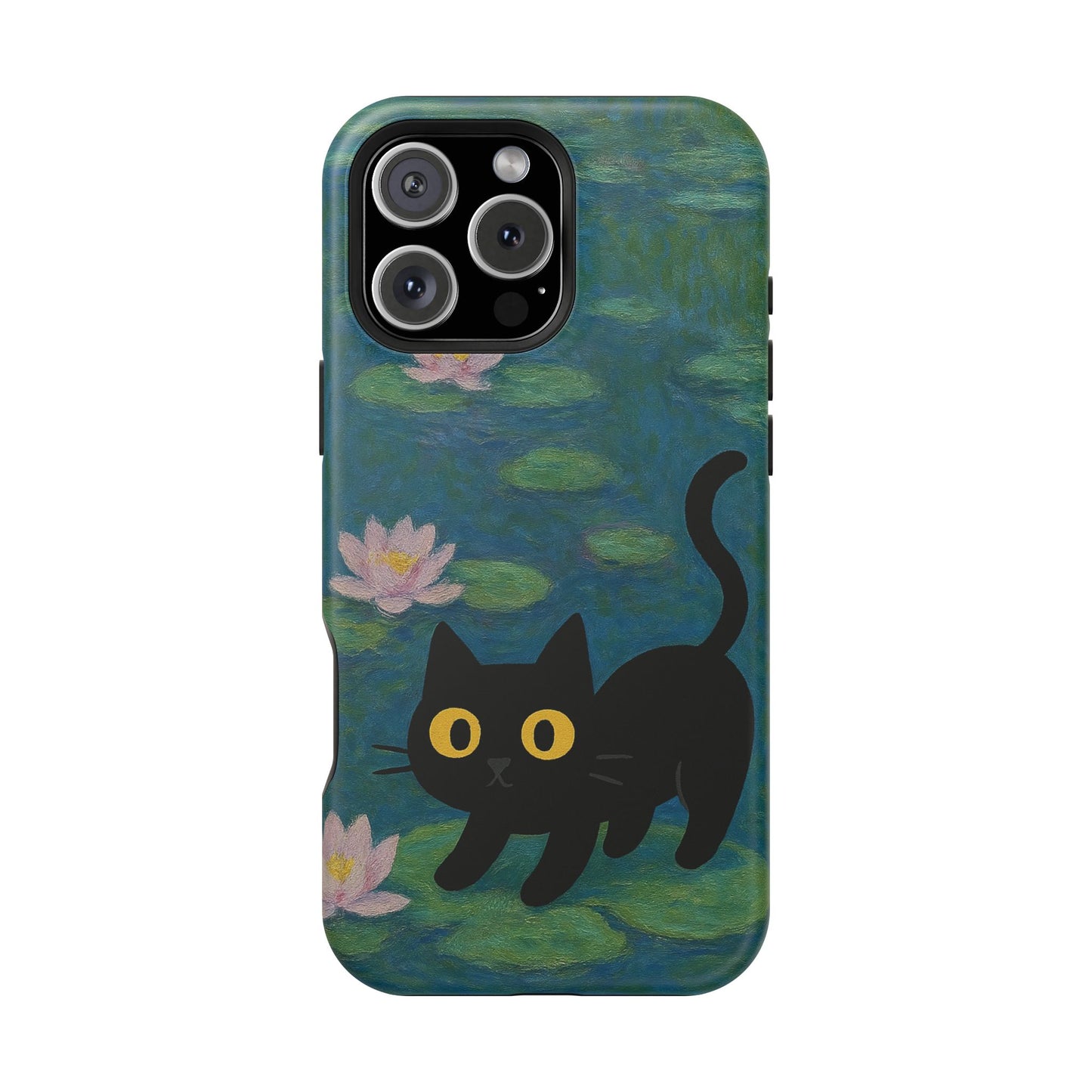 Water Lily Cat โ Monet Inspired โ iPhone 16, 15, 14, 13 โ MagSafe Magnetic Tough Case by HitStickers