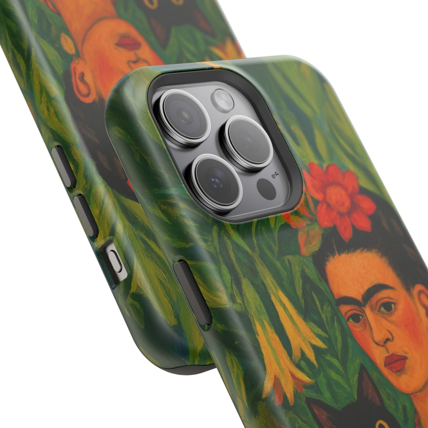 Frida & the Black Cat โ Kahlo Inspired โ iPhone 16, 15, 14, 13 โ MagSafe Magnetic Tough Case by HitStickers