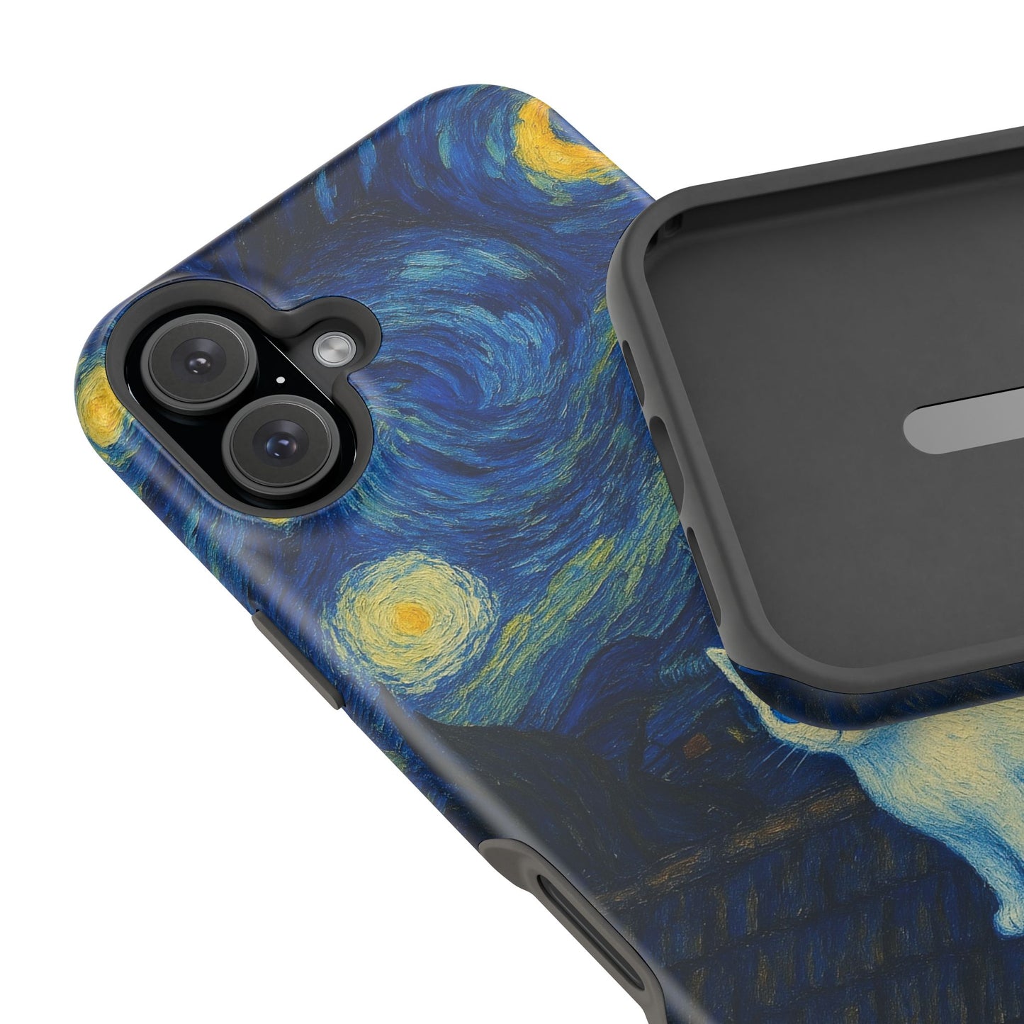 Starry Night Cat โ Van Gogh Inspired โ iPhone 16, 15, 14, 13 โ MagSafe Magnetic Tough Case by HitStickers