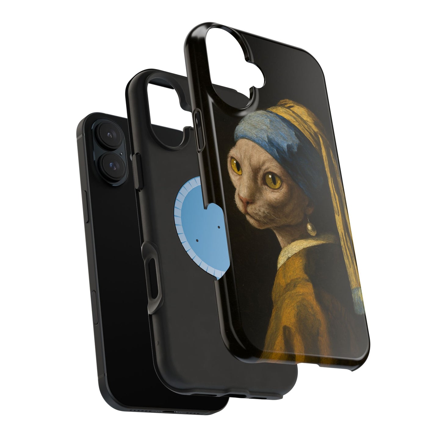 Cat with a Pearl Earring โ Vermeer Inspired โ iPhone 16, 15, 14, 13 โ MagSafe Magnetic Tough Case by HitStickers