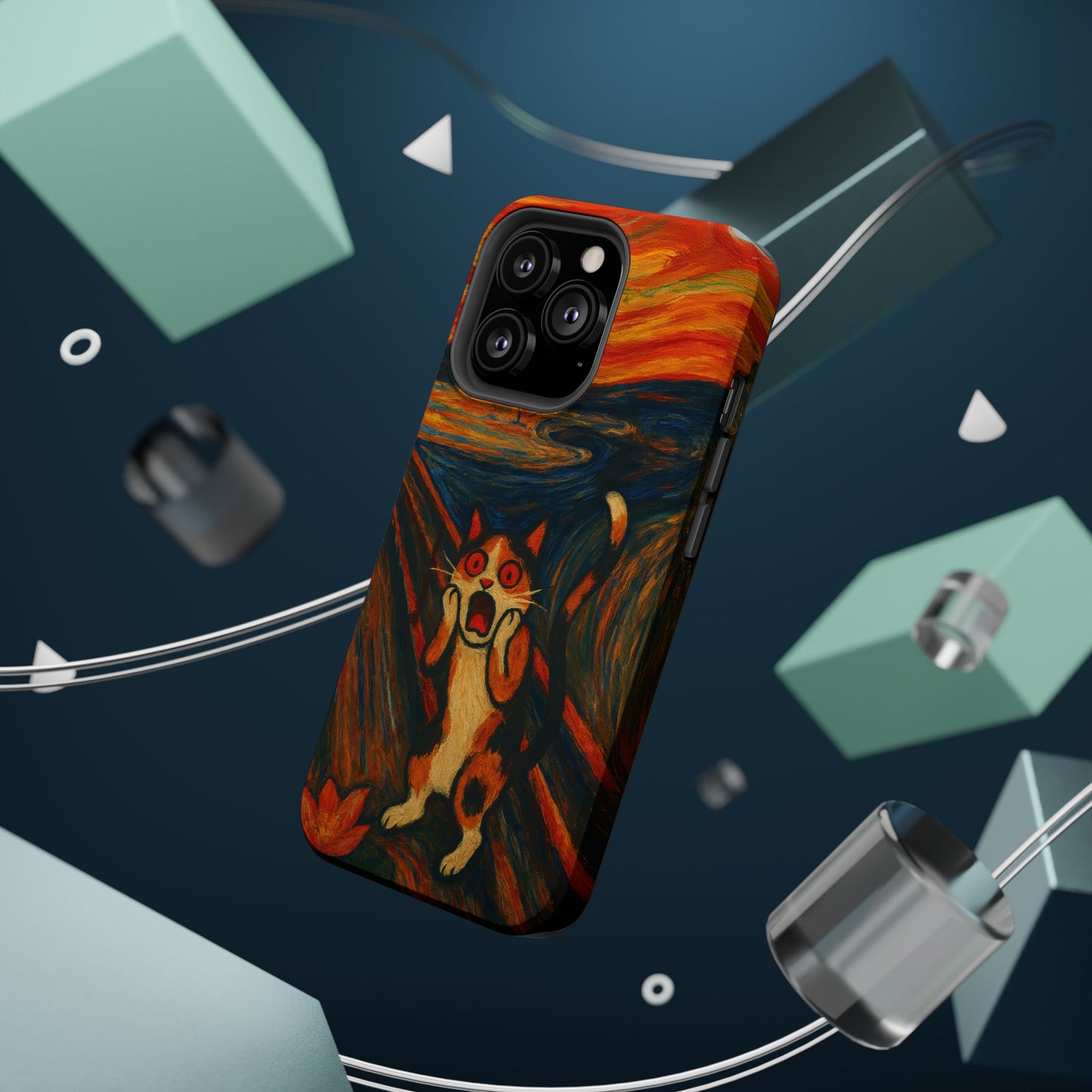 The Cat Scream โ Munch Inspired โ iPhone 16, 15, 14, 13 โ MagSafe Magnetic Tough Case by HitStickers