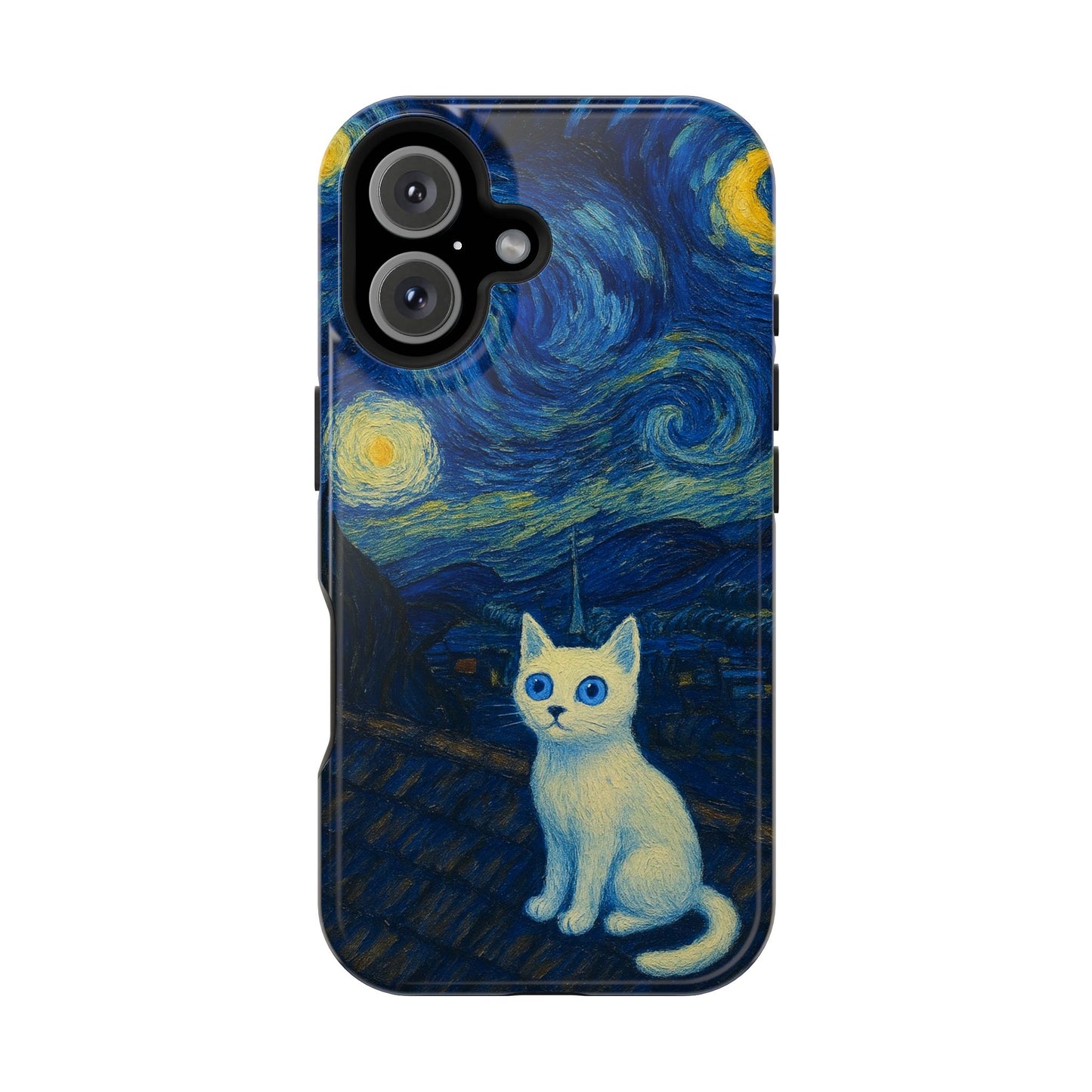Starry Night Cat โ Van Gogh Inspired โ iPhone 16, 15, 14, 13 โ MagSafe Magnetic Tough Case by HitStickers