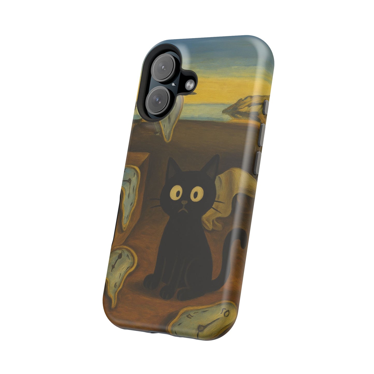 The Cat of Melting Time – Dalí Inspired – iPhone 16, 15, 14, 13 – MagSafe Magnetic Tough Case by HitStickers