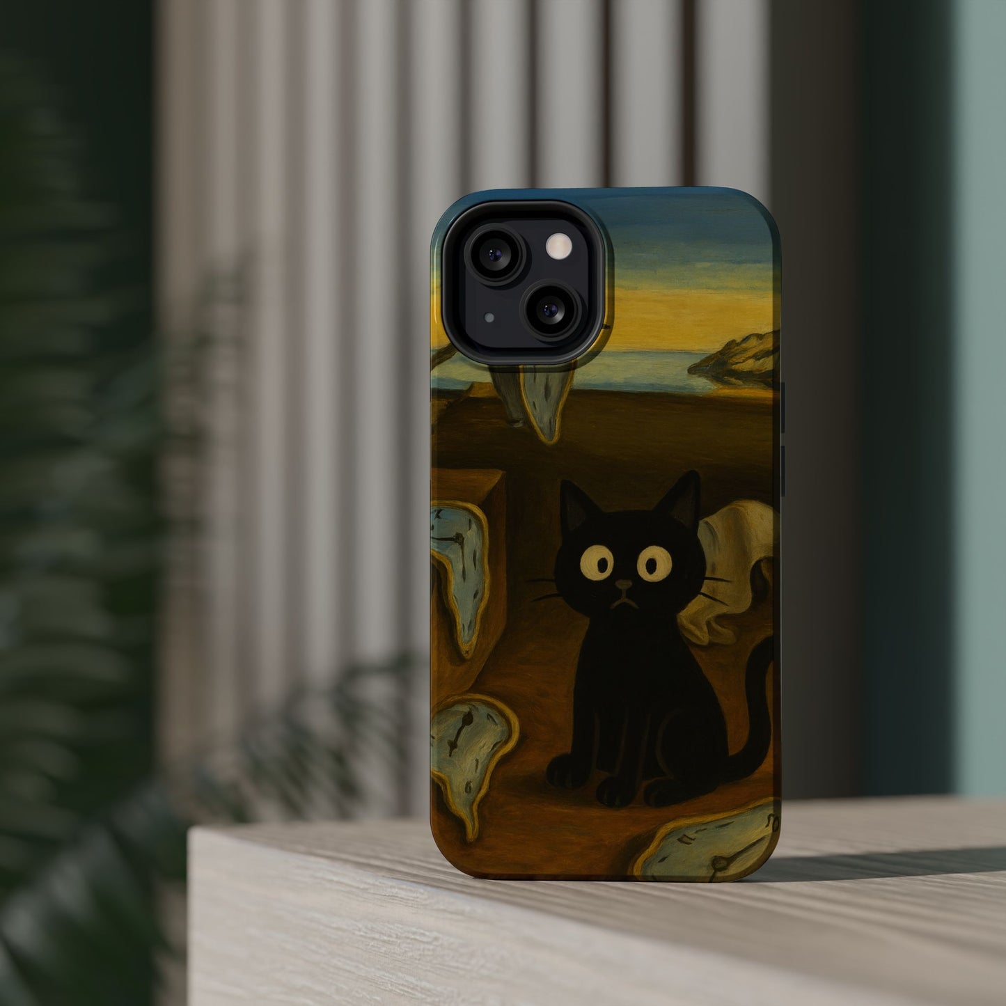 The Cat of Melting Time – Dalí Inspired – iPhone 16, 15, 14, 13 – MagSafe Magnetic Tough Case by HitStickers