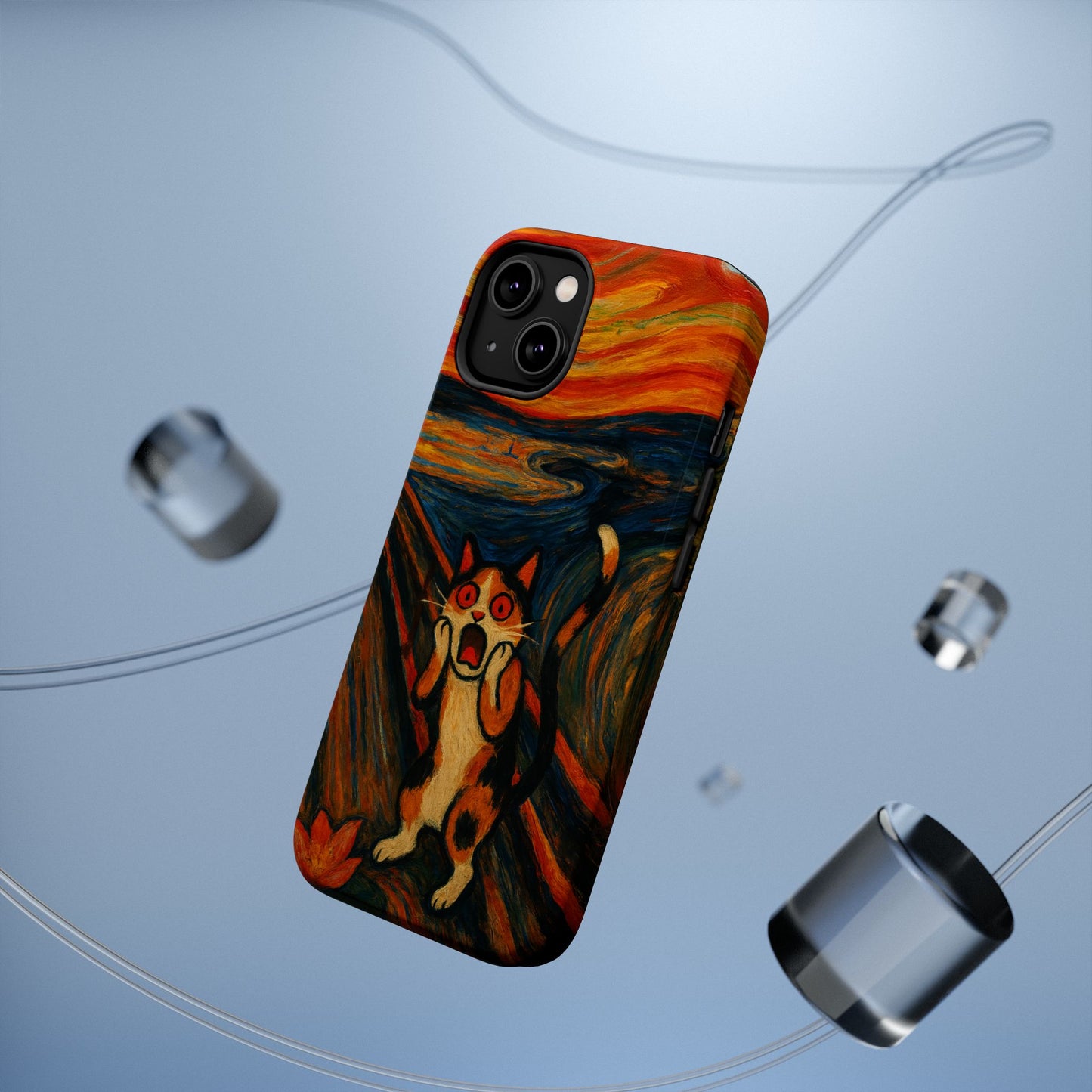 The Cat Scream โ Munch Inspired โ iPhone 16, 15, 14, 13 โ MagSafe Magnetic Tough Case by HitStickers
