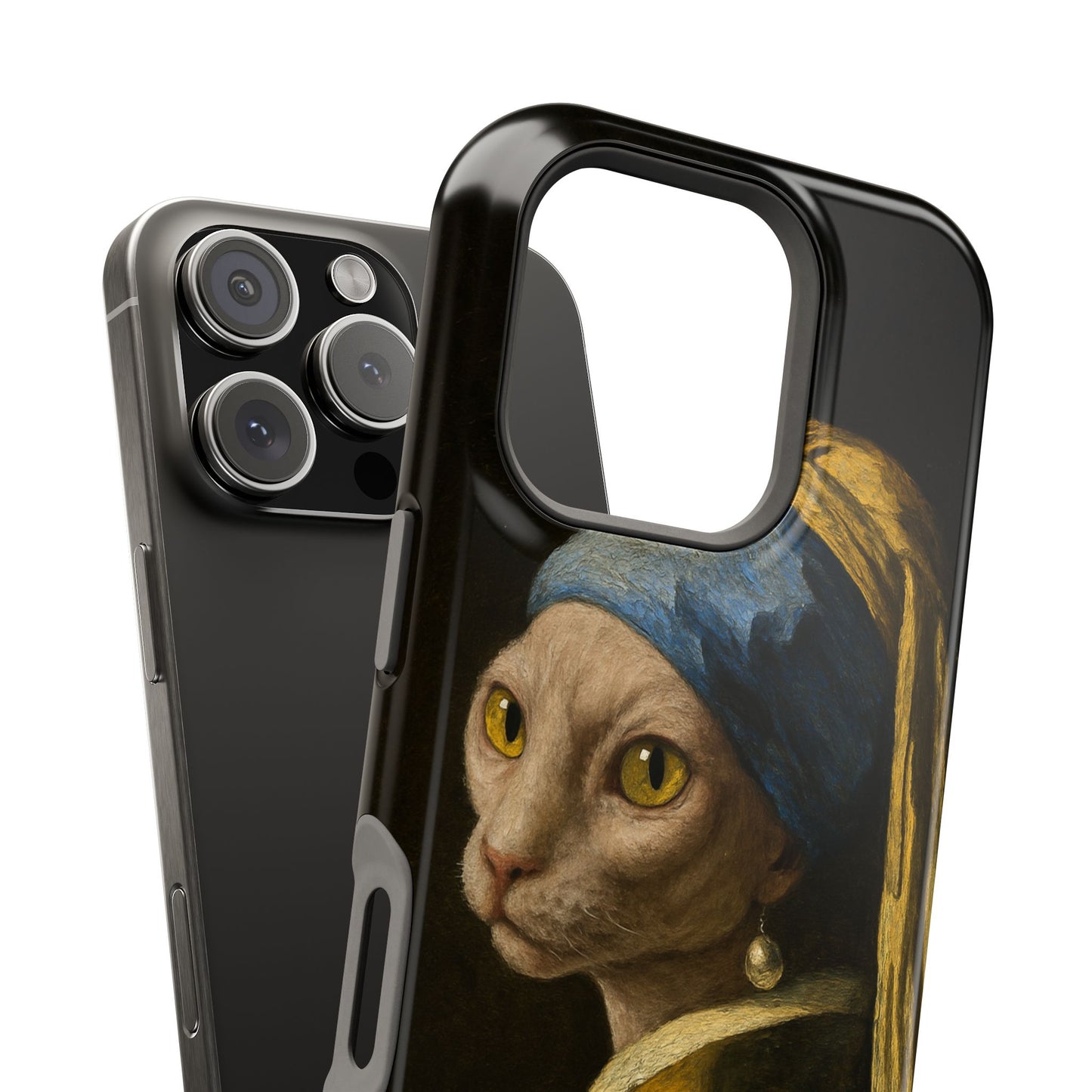 Cat with a Pearl Earring โ Vermeer Inspired โ iPhone 16, 15, 14, 13 โ MagSafe Magnetic Tough Case by HitStickers