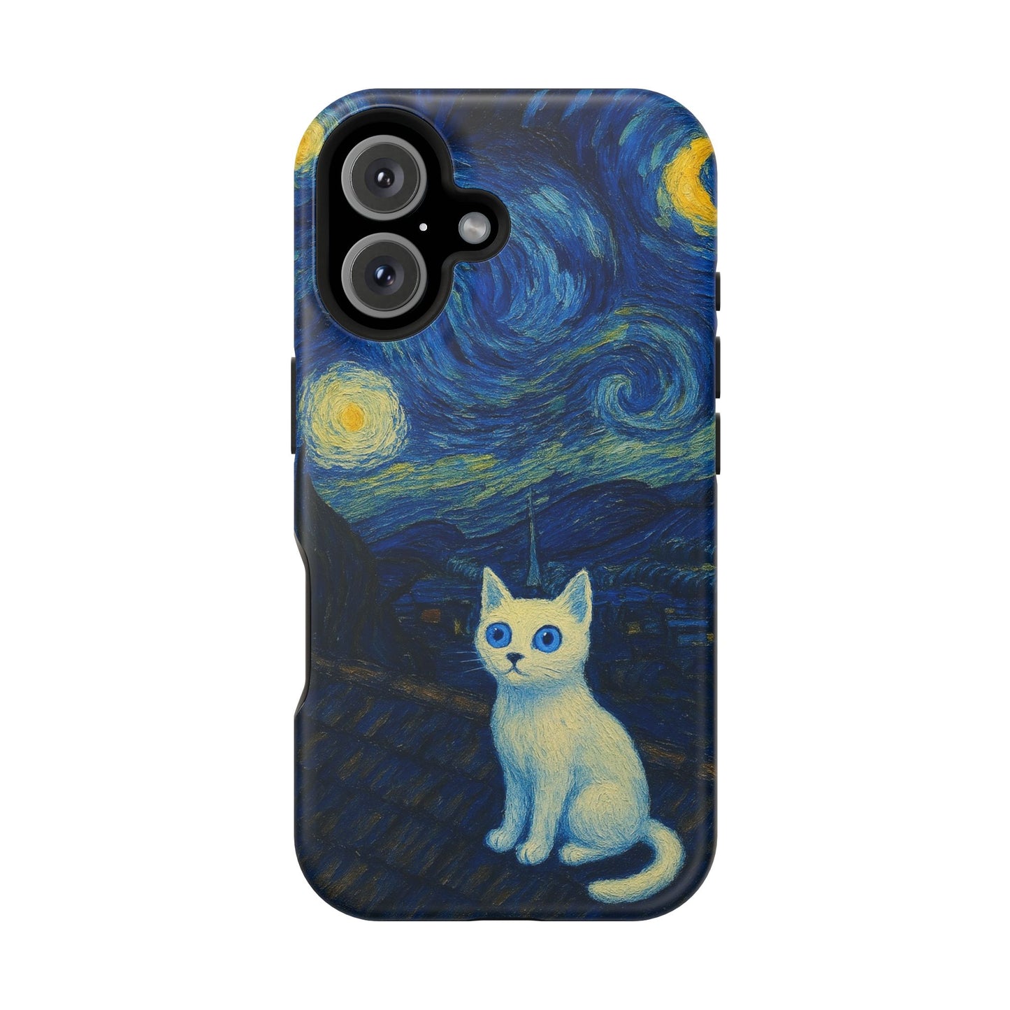 Starry Night Cat โ Van Gogh Inspired โ iPhone 16, 15, 14, 13 โ MagSafe Magnetic Tough Case by HitStickers