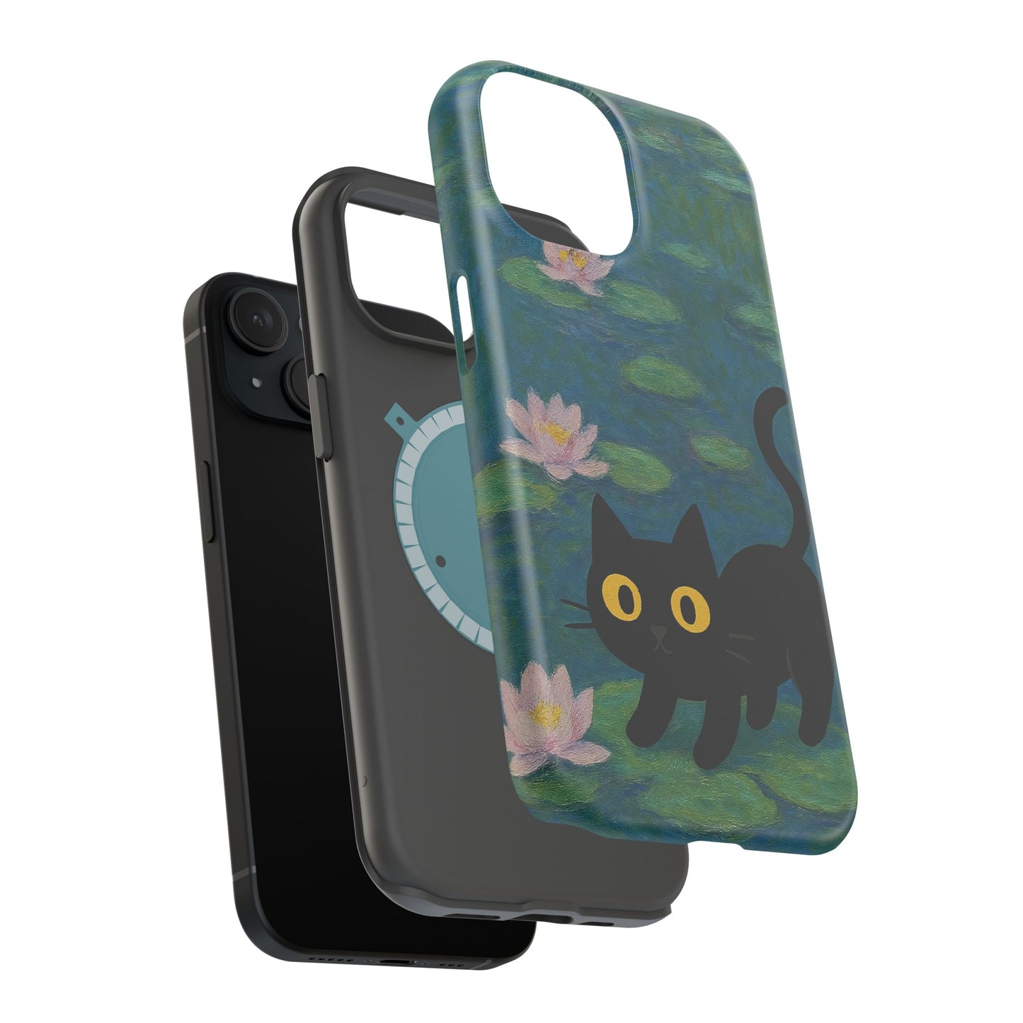 Water Lily Cat โ Monet Inspired โ iPhone 16, 15, 14, 13 โ MagSafe Magnetic Tough Case by HitStickers