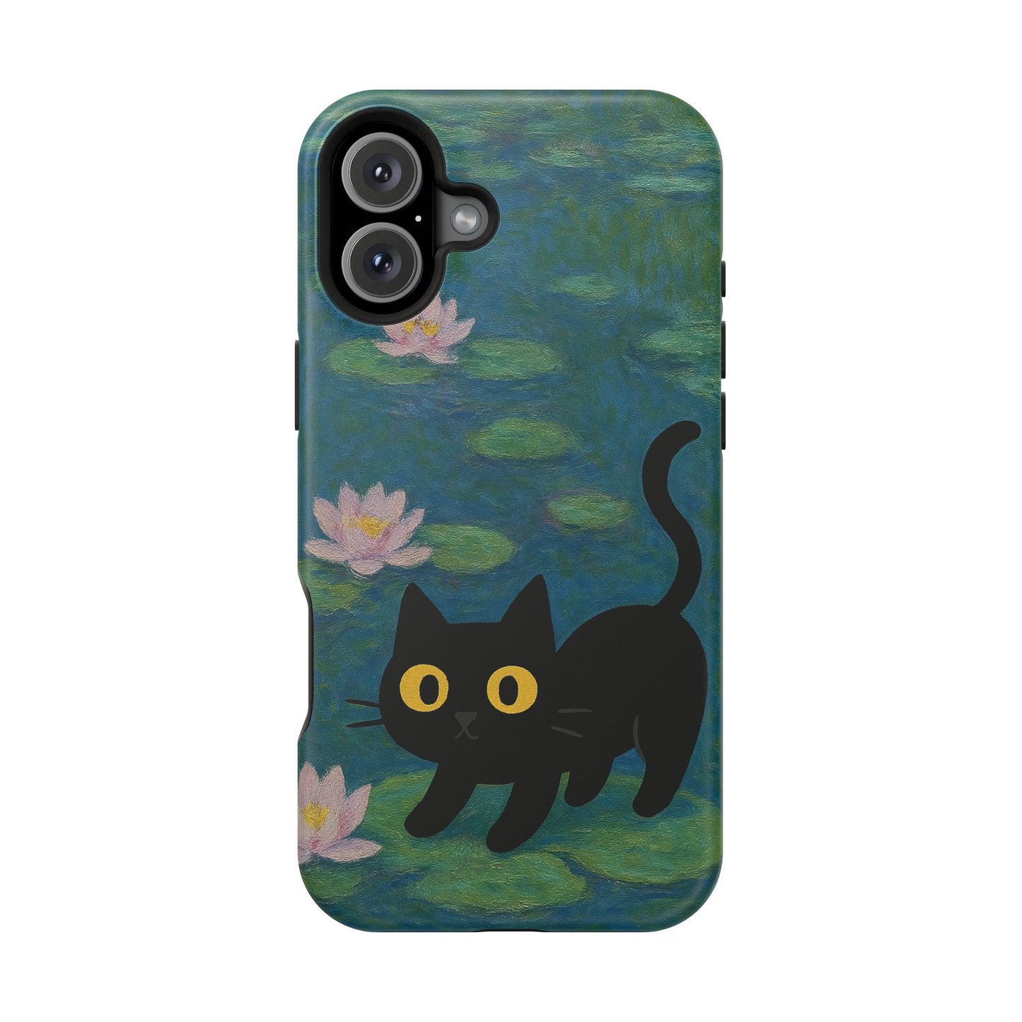 Water Lily Cat โ Monet Inspired โ iPhone 16, 15, 14, 13 โ MagSafe Magnetic Tough Case by HitStickers