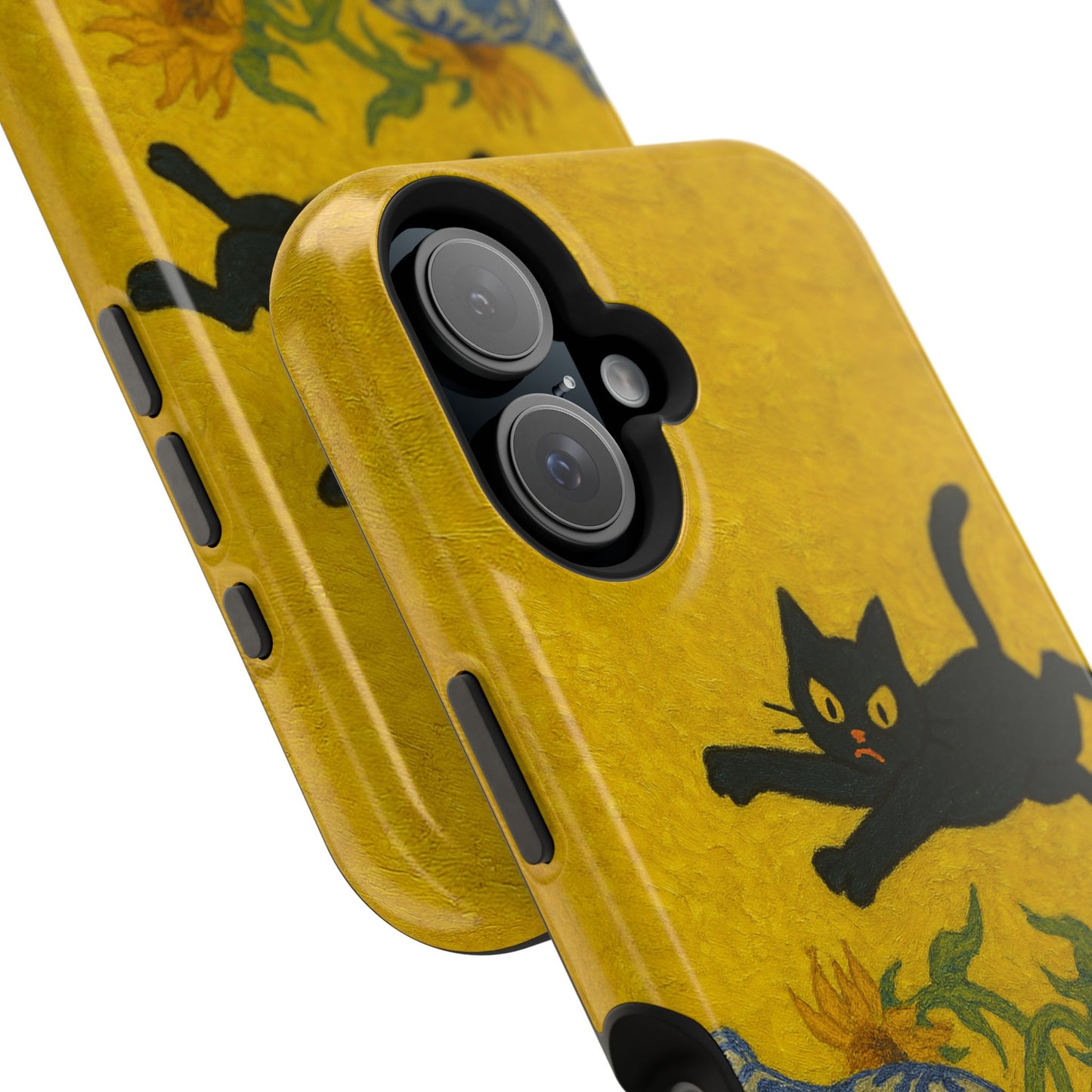 Mischievous Cat & Sunflowers โ Van Gogh Inspired โ iPhone 16, 15, 14, 13 โ MagSafe Magnetic Tough Case by HitStickers