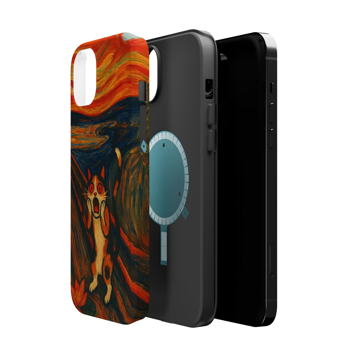 The Cat Scream โ Munch Inspired โ iPhone 16, 15, 14, 13 โ MagSafe Magnetic Tough Case by HitStickers