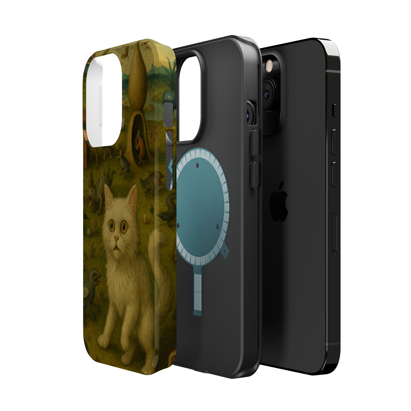 Garden of Cat Delights โ Bosch Inspired โ iPhone 16, 15, 14, 13 โ MagSafe Magnetic Tough Case by HitStickers