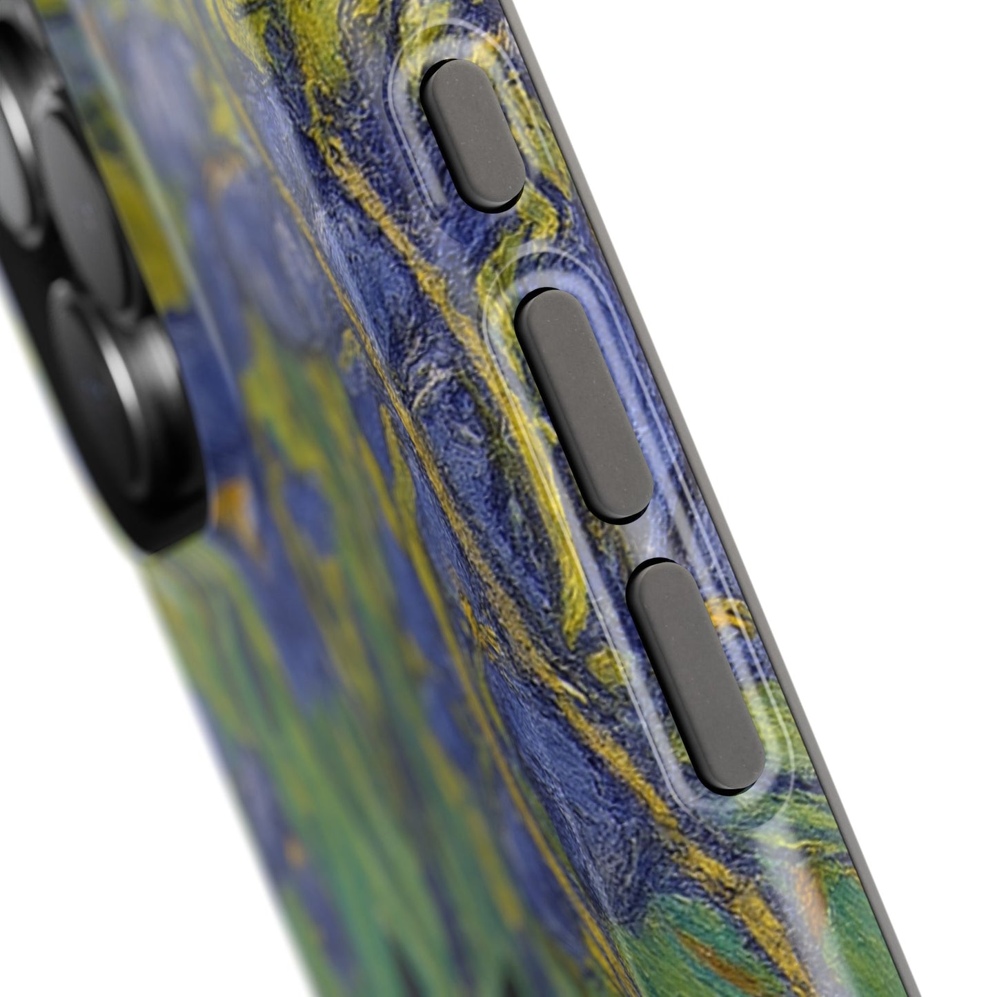 Peaceful Cat in Irises โ Van Gogh Inspired โ iPhone 16, 15, 14, 13 โ MagSafe Magnetic Tough Case by HitStickers