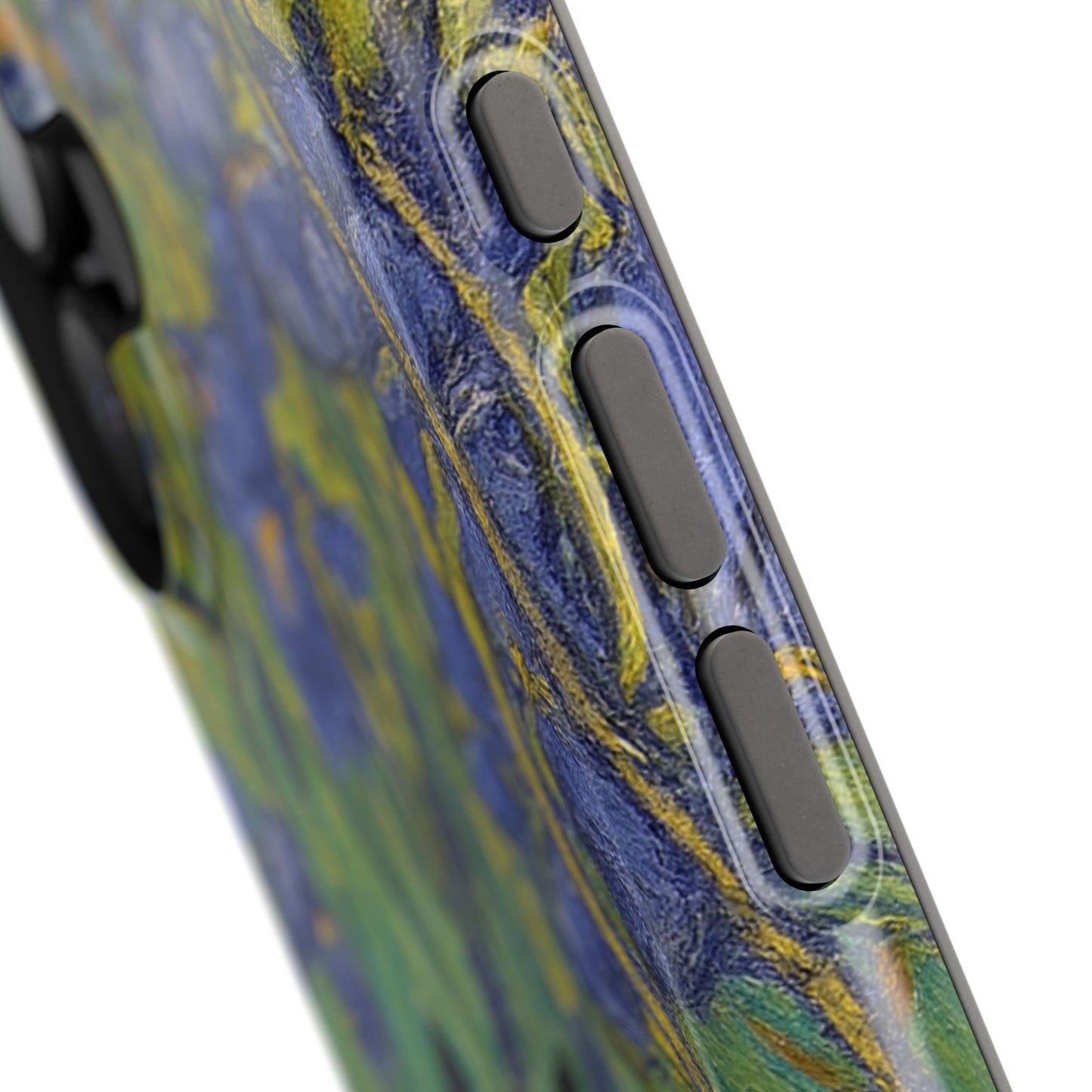 Peaceful Cat in Irises โ Van Gogh Inspired โ iPhone 16, 15, 14, 13 โ MagSafe Magnetic Tough Case by HitStickers