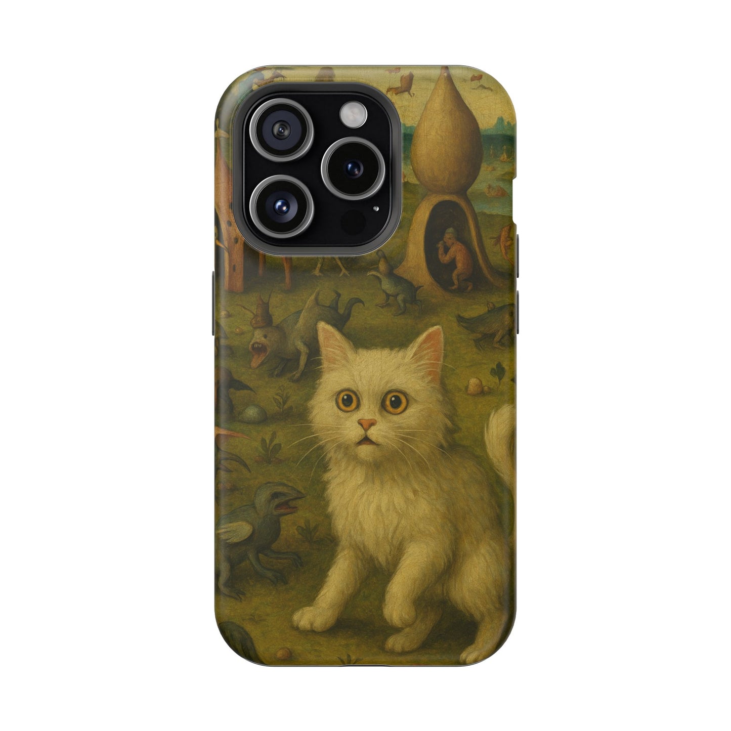 Garden of Cat Delights โ Bosch Inspired โ iPhone 16, 15, 14, 13 โ MagSafe Magnetic Tough Case by HitStickers