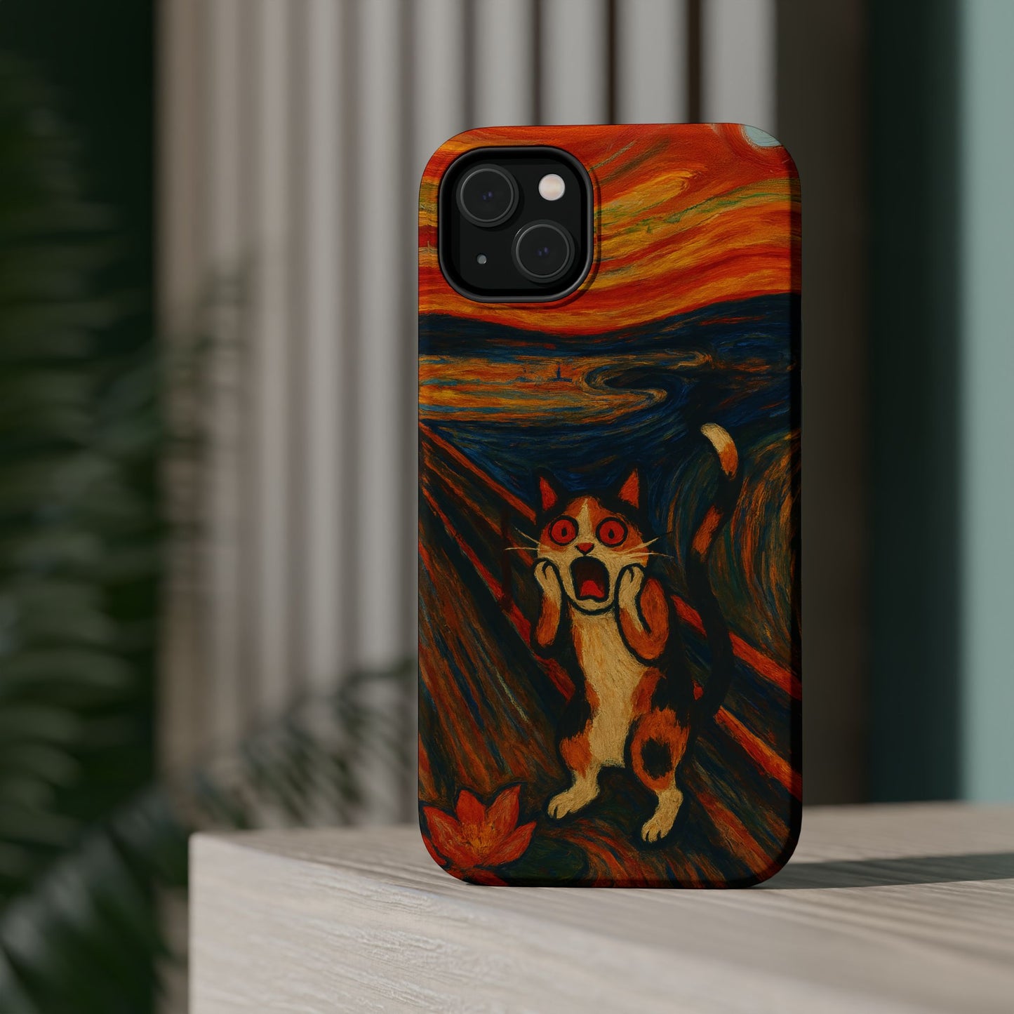 The Cat Scream โ Munch Inspired โ iPhone 16, 15, 14, 13 โ MagSafe Magnetic Tough Case by HitStickers