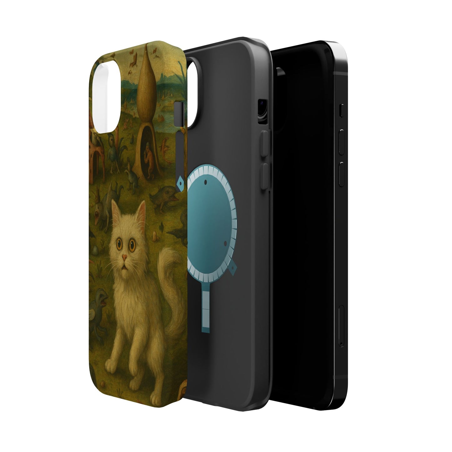 Garden of Cat Delights โ Bosch Inspired โ iPhone 16, 15, 14, 13 โ MagSafe Magnetic Tough Case by HitStickers