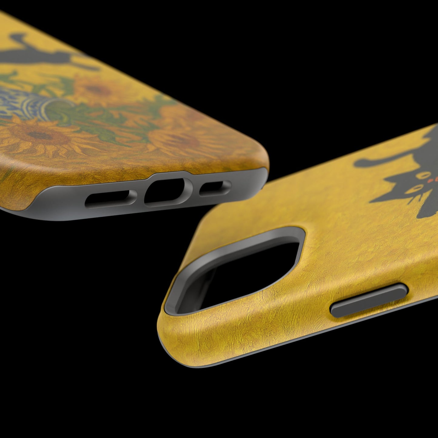 Mischievous Cat & Sunflowers โ Van Gogh Inspired โ iPhone 16, 15, 14, 13 โ MagSafe Magnetic Tough Case by HitStickers