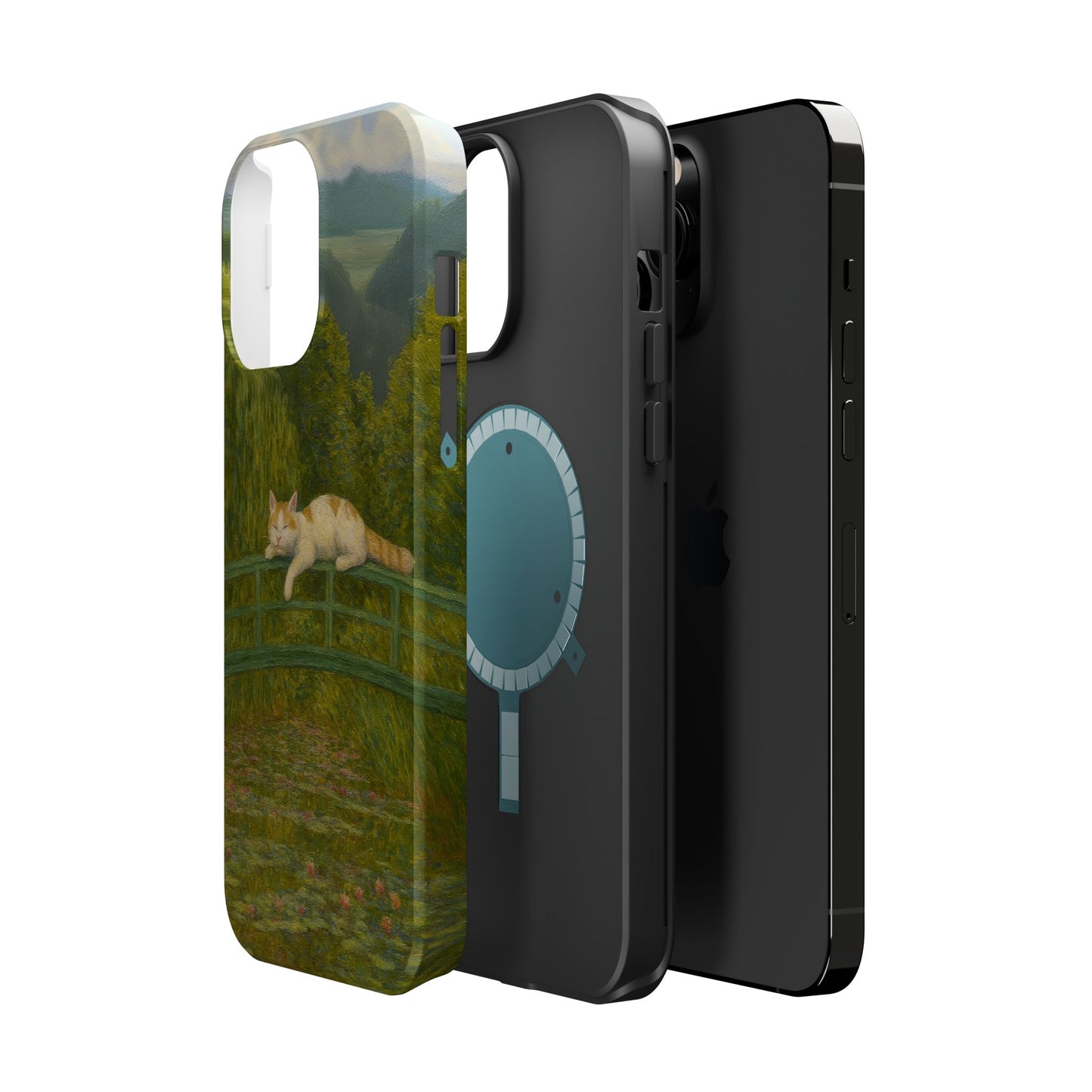 Sleeping Cat on the Japanese Bridge โ Monet Inspired โ iPhone 16, 15, 14, 13 โ MagSafe Magnetic Tough Case by HitStickers