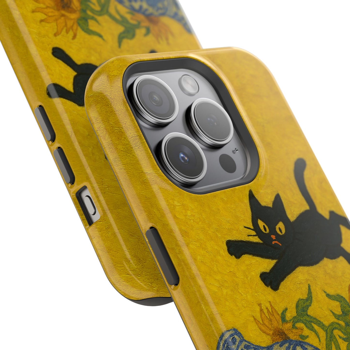Mischievous Cat & Sunflowers โ Van Gogh Inspired โ iPhone 16, 15, 14, 13 โ MagSafe Magnetic Tough Case by HitStickers
