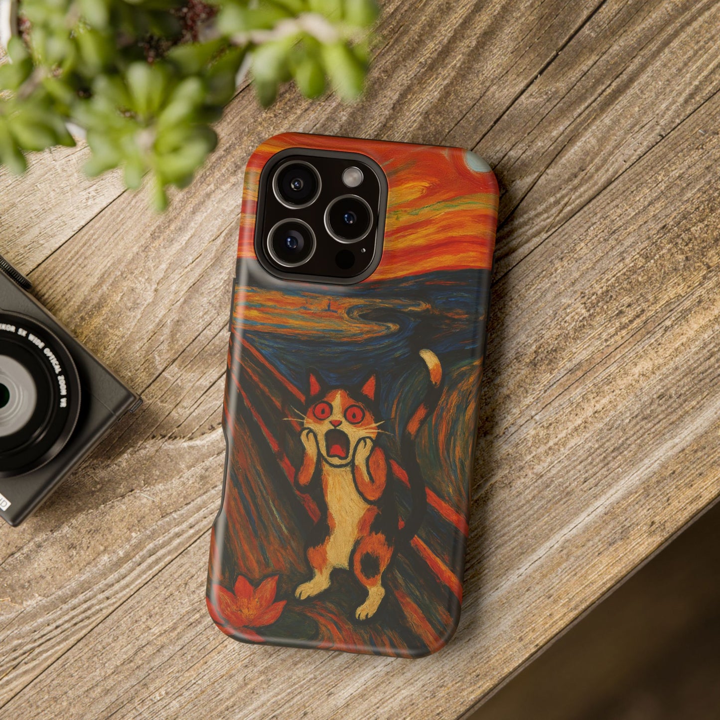 The Cat Scream โ Munch Inspired โ iPhone 16, 15, 14, 13 โ MagSafe Magnetic Tough Case by HitStickers