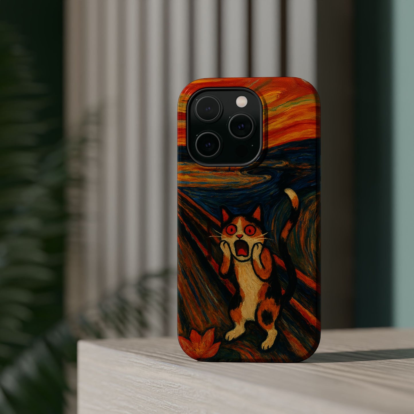 The Cat Scream โ Munch Inspired โ iPhone 16, 15, 14, 13 โ MagSafe Magnetic Tough Case by HitStickers