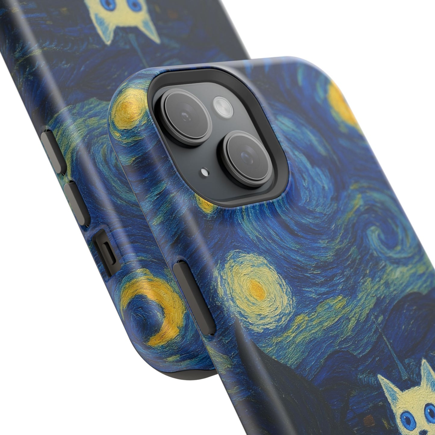 Starry Night Cat โ Van Gogh Inspired โ iPhone 16, 15, 14, 13 โ MagSafe Magnetic Tough Case by HitStickers