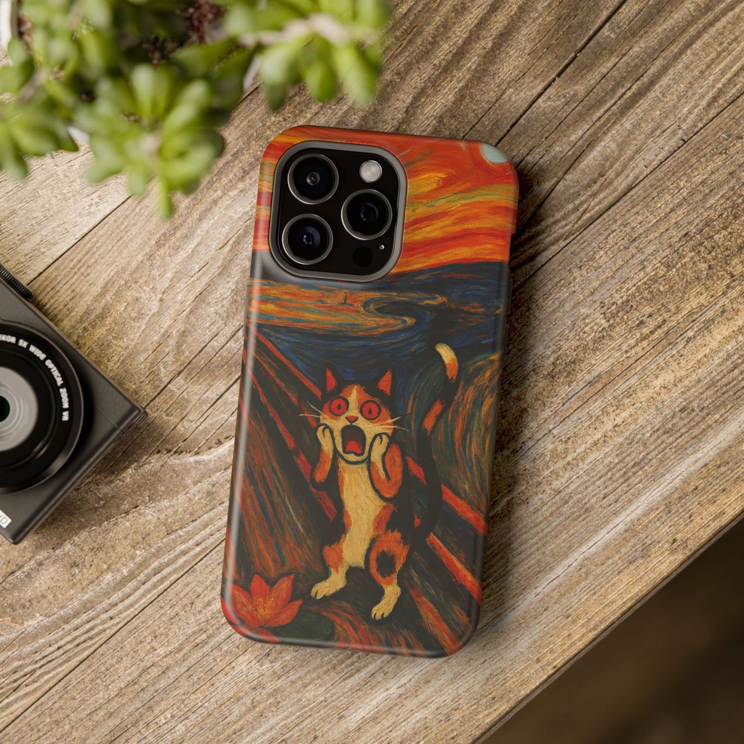 The Cat Scream โ Munch Inspired โ iPhone 16, 15, 14, 13 โ MagSafe Magnetic Tough Case by HitStickers