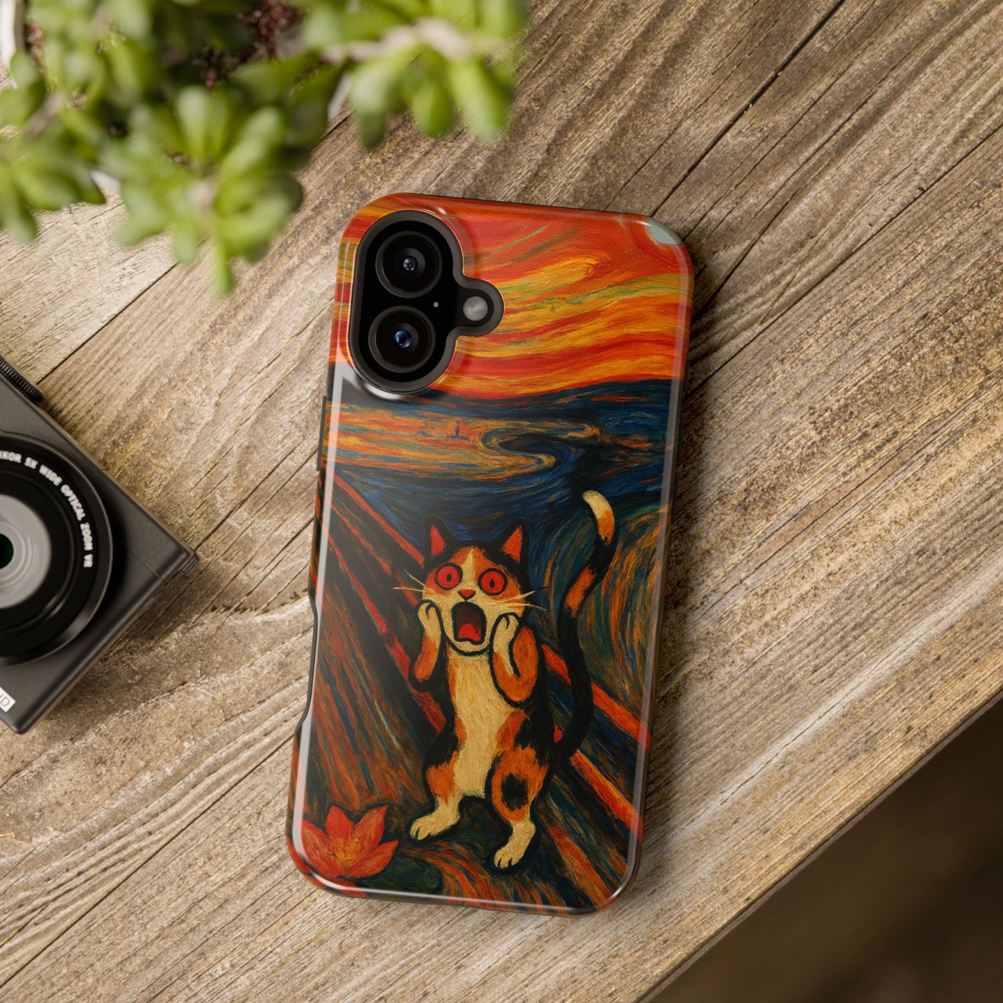 The Cat Scream โ Munch Inspired โ iPhone 16, 15, 14, 13 โ MagSafe Magnetic Tough Case by HitStickers