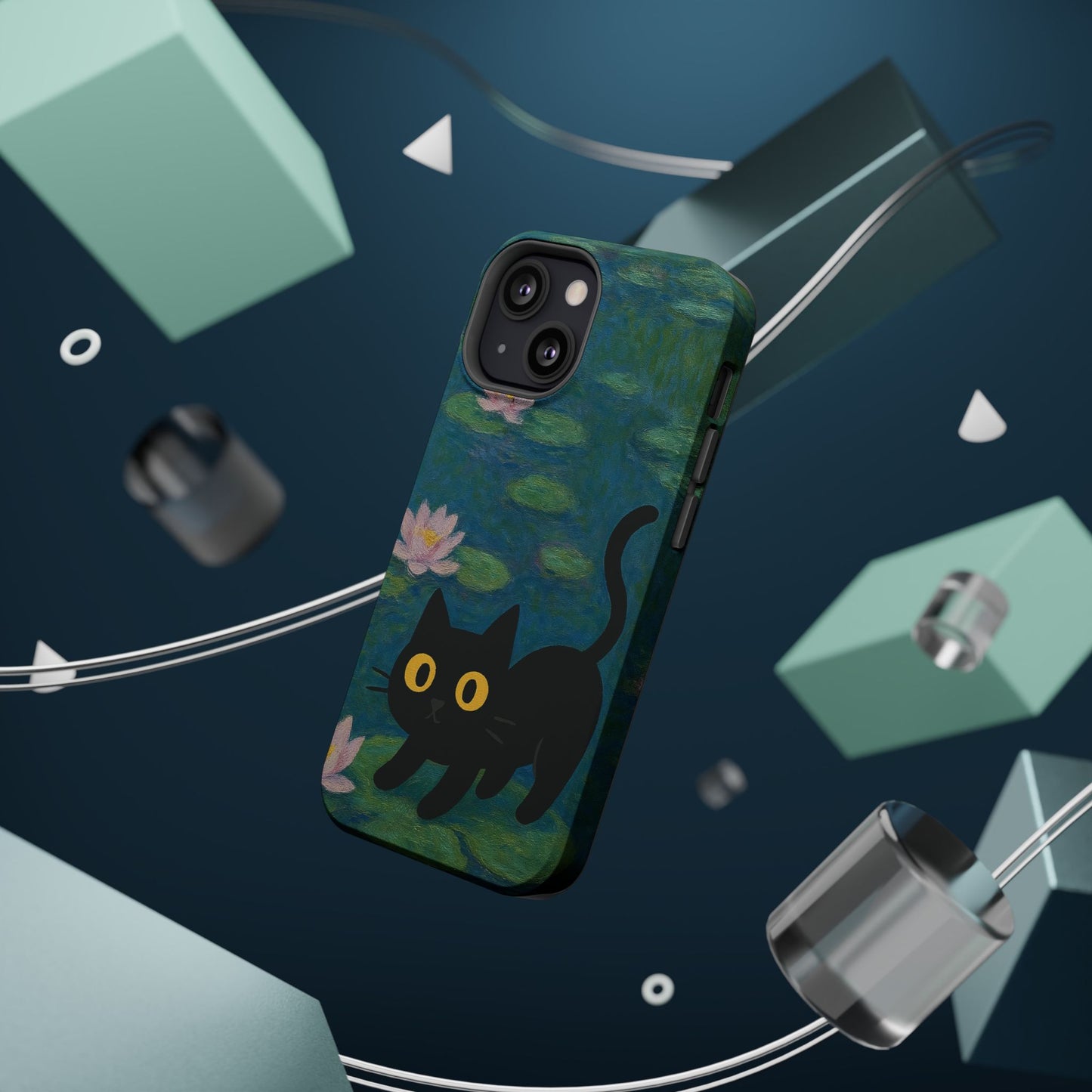 Water Lily Cat โ Monet Inspired โ iPhone 16, 15, 14, 13 โ MagSafe Magnetic Tough Case by HitStickers