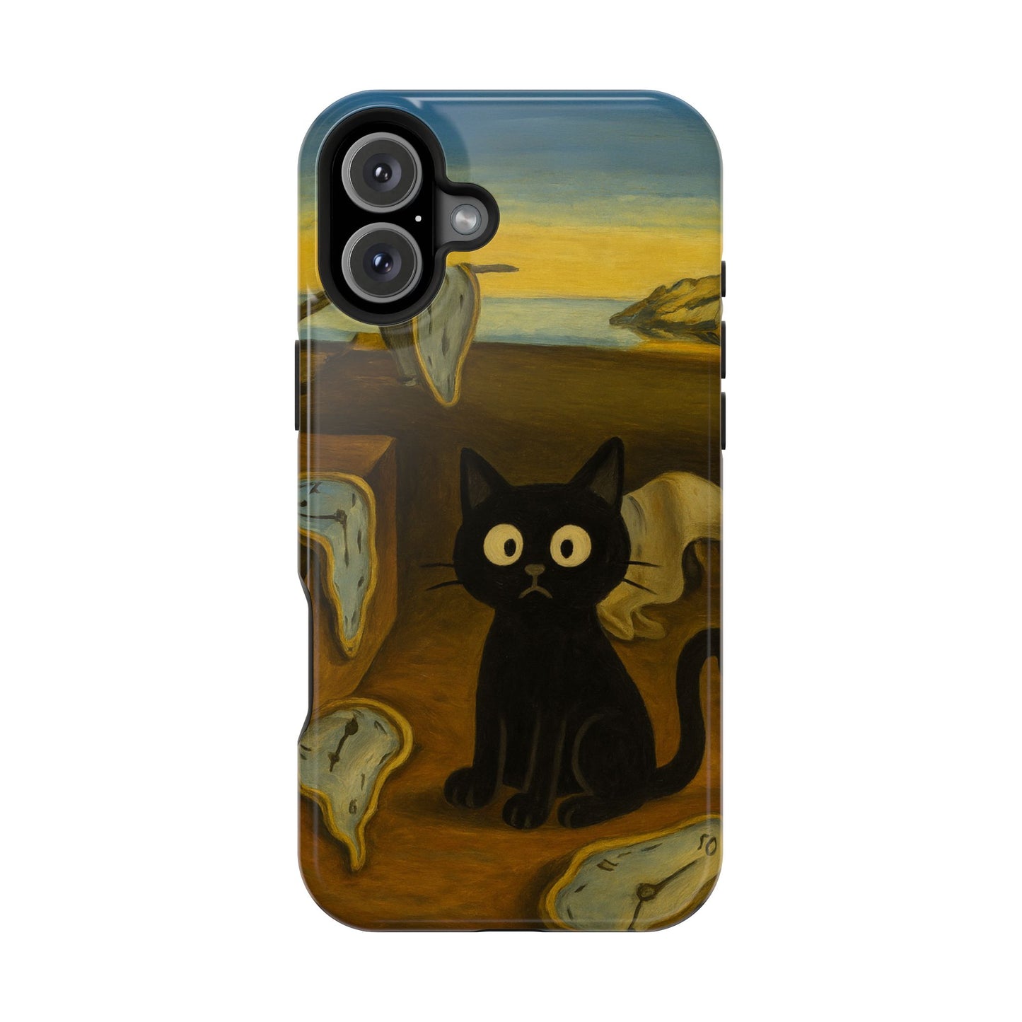 The Cat of Melting Time – Dalí Inspired – iPhone 16, 15, 14, 13 – MagSafe Magnetic Tough Case by HitStickers