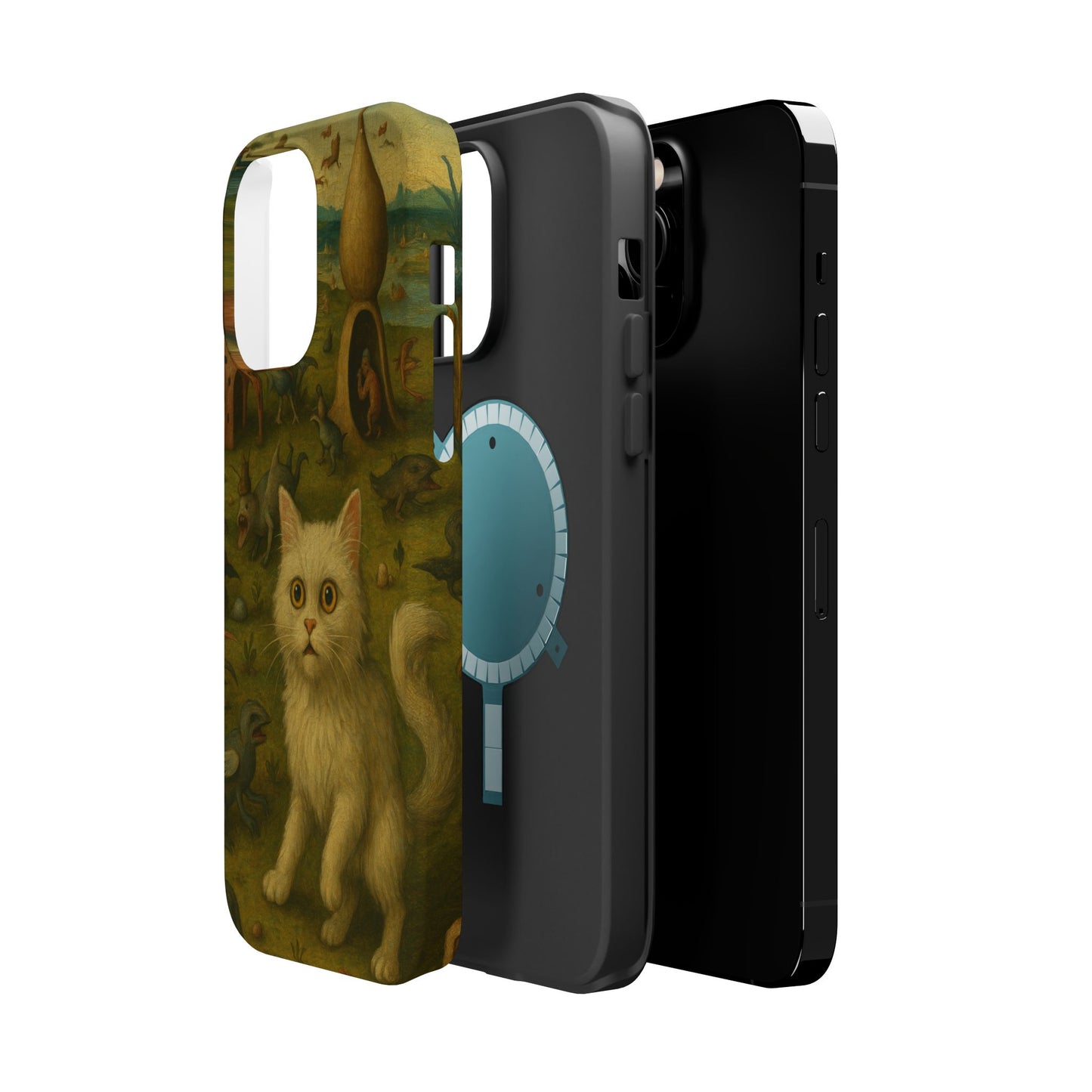 Garden of Cat Delights โ Bosch Inspired โ iPhone 16, 15, 14, 13 โ MagSafe Magnetic Tough Case by HitStickers