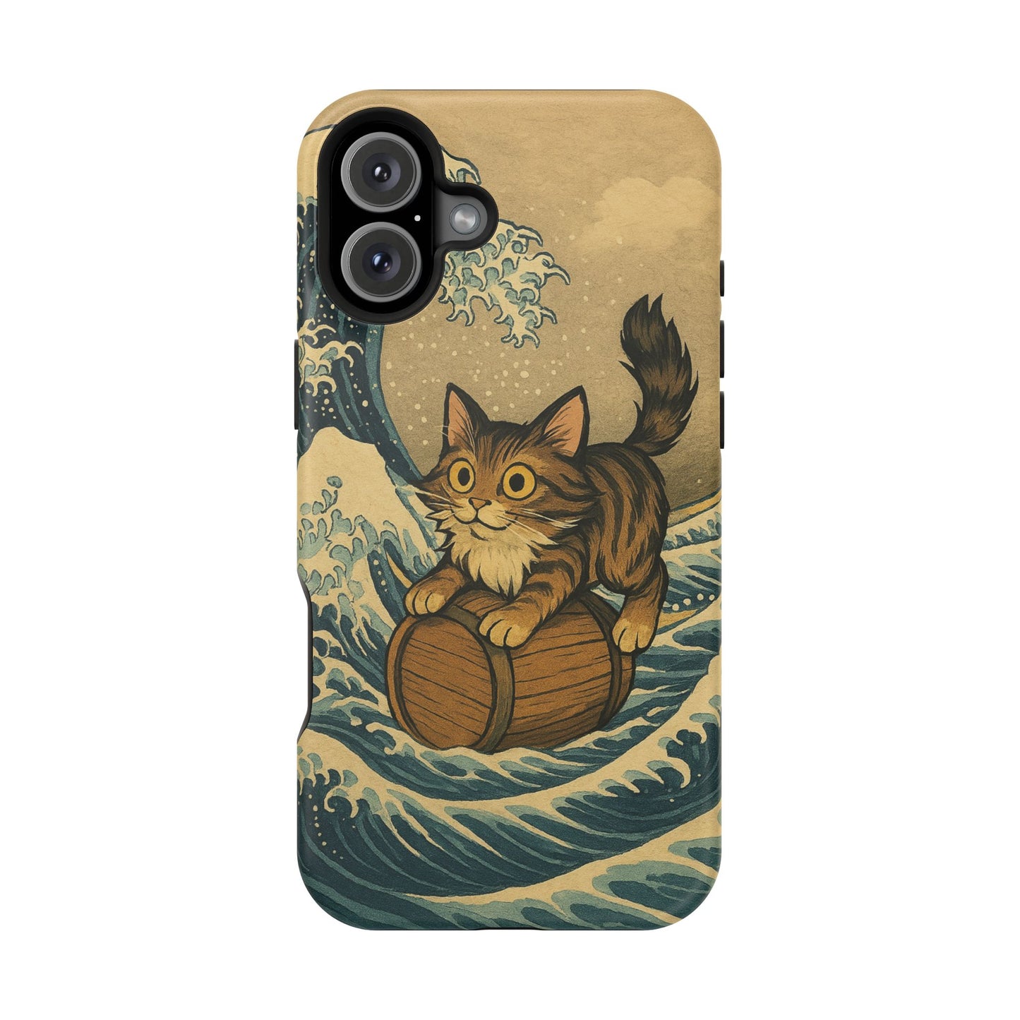 The Great Wave Cat โ Hokusai Inspired โ iPhone 16, 15, 14, 13 โ MagSafe Magnetic Tough Case by HitStickers