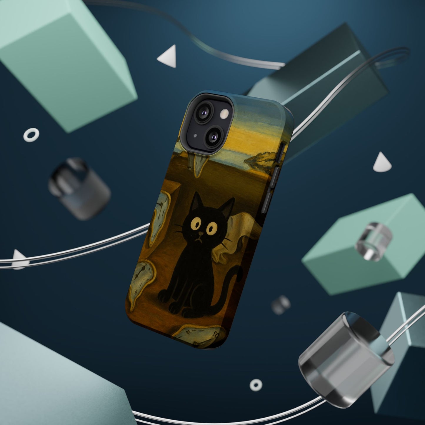 The Cat of Melting Time – Dalí Inspired – iPhone 16, 15, 14, 13 – MagSafe Magnetic Tough Case by HitStickers