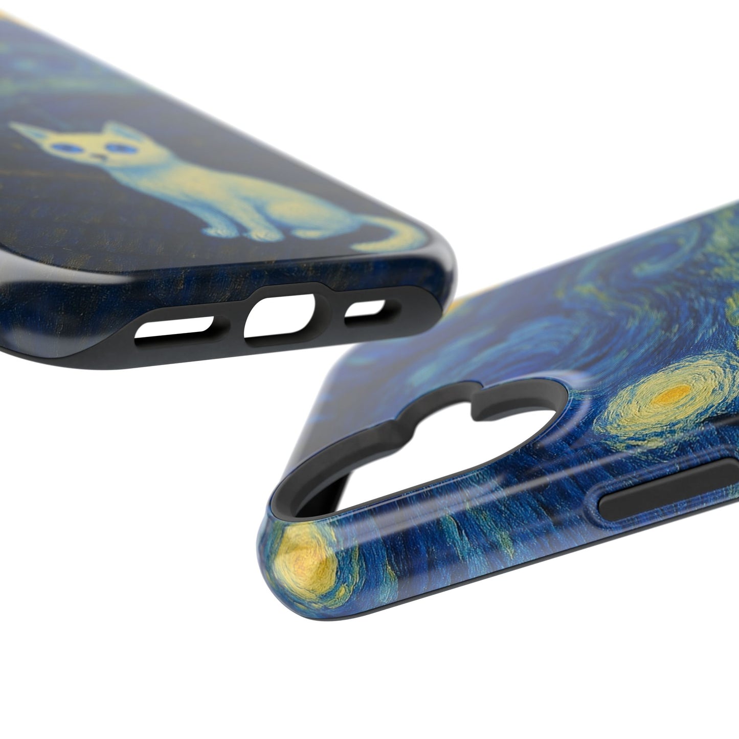 Starry Night Cat โ Van Gogh Inspired โ iPhone 16, 15, 14, 13 โ MagSafe Magnetic Tough Case by HitStickers