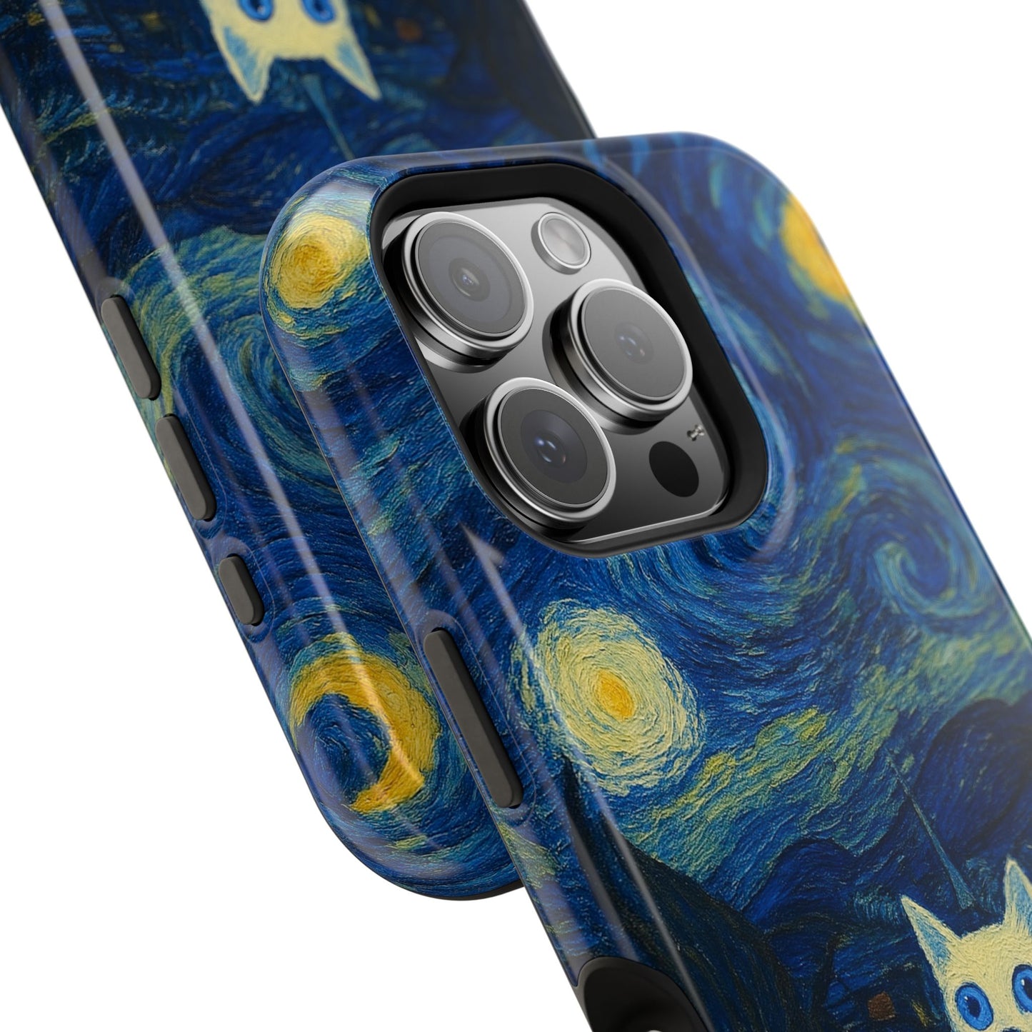 Starry Night Cat โ Van Gogh Inspired โ iPhone 16, 15, 14, 13 โ MagSafe Magnetic Tough Case by HitStickers
