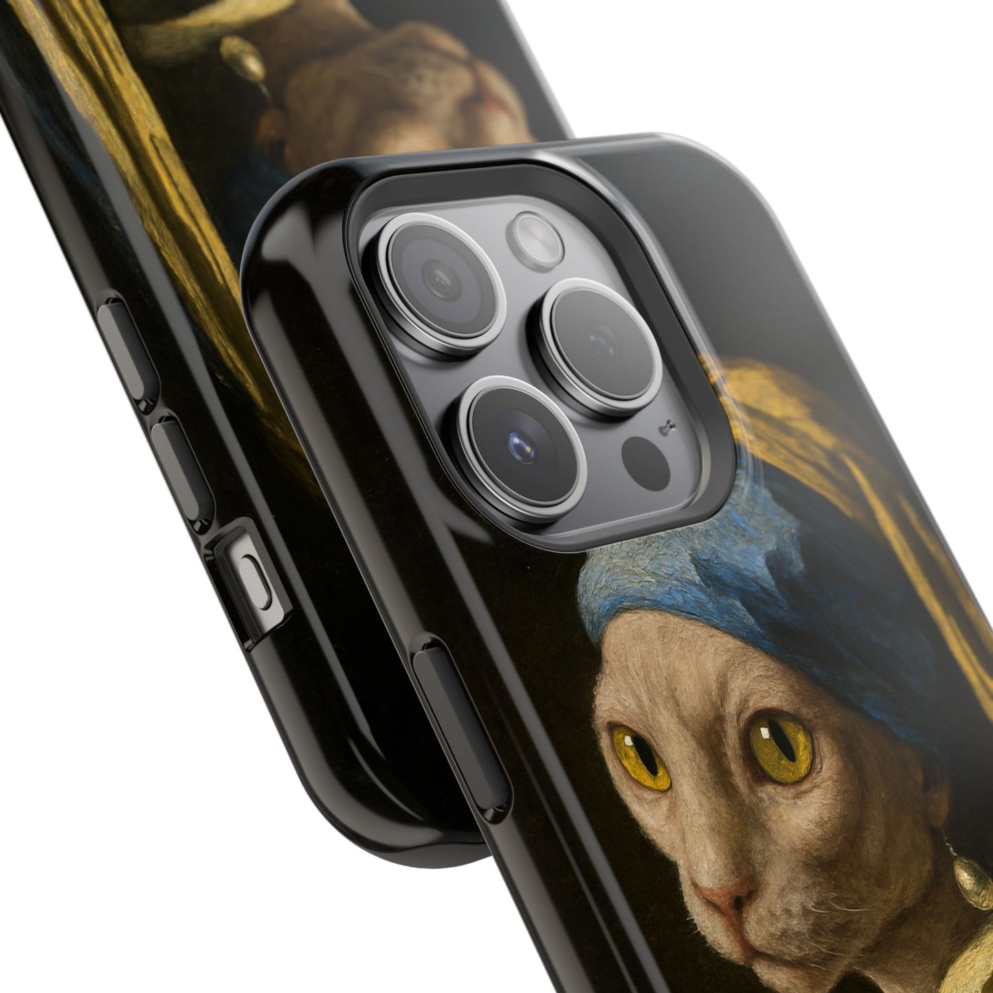 Cat with a Pearl Earring โ Vermeer Inspired โ iPhone 16, 15, 14, 13 โ MagSafe Magnetic Tough Case by HitStickers