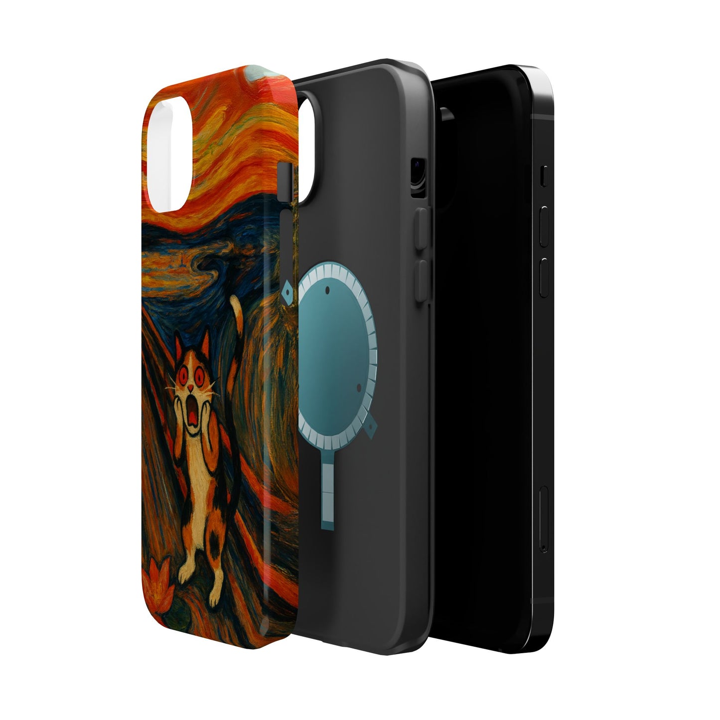 The Cat Scream โ Munch Inspired โ iPhone 16, 15, 14, 13 โ MagSafe Magnetic Tough Case by HitStickers