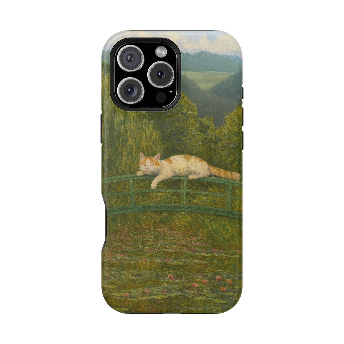 Sleeping Cat on the Japanese Bridge โ Monet Inspired โ iPhone 16, 15, 14, 13 โ MagSafe Magnetic Tough Case by HitStickers