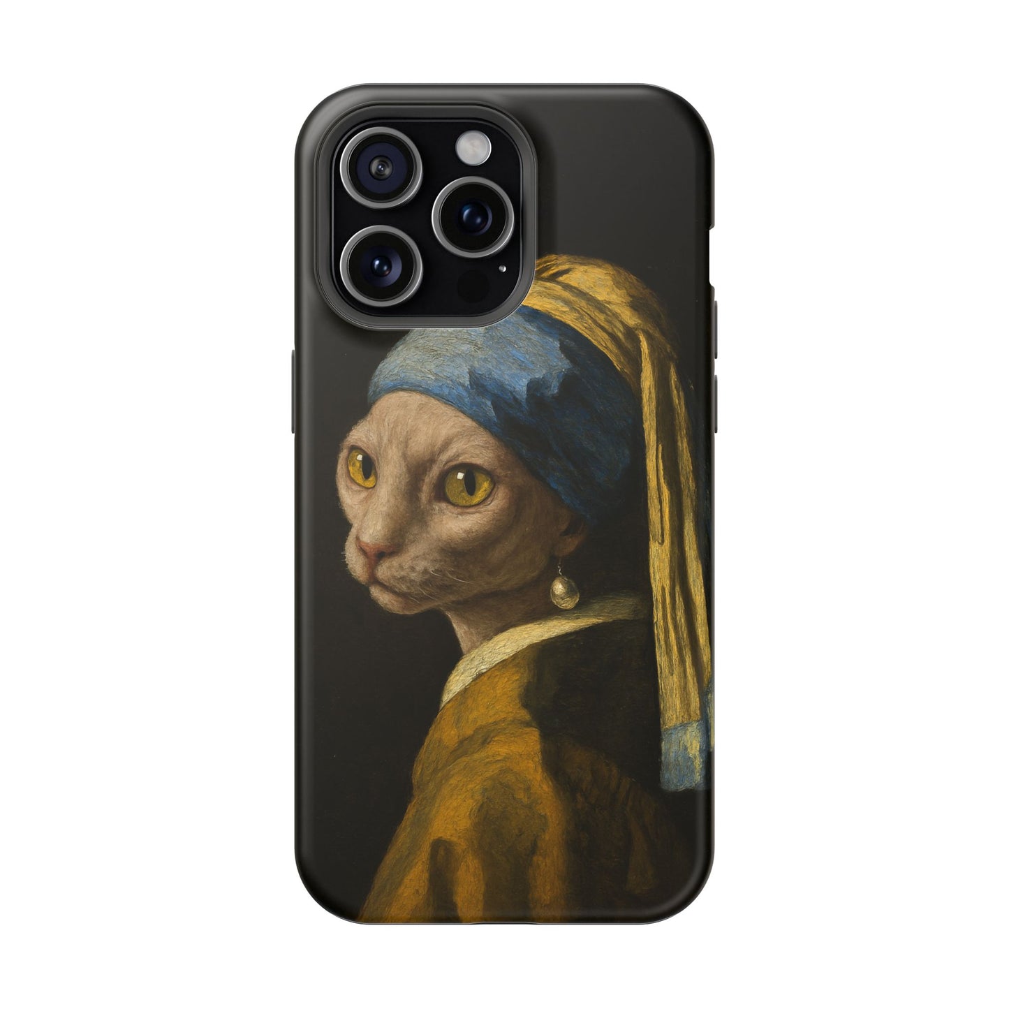 Cat with a Pearl Earring โ Vermeer Inspired โ iPhone 16, 15, 14, 13 โ MagSafe Magnetic Tough Case by HitStickers