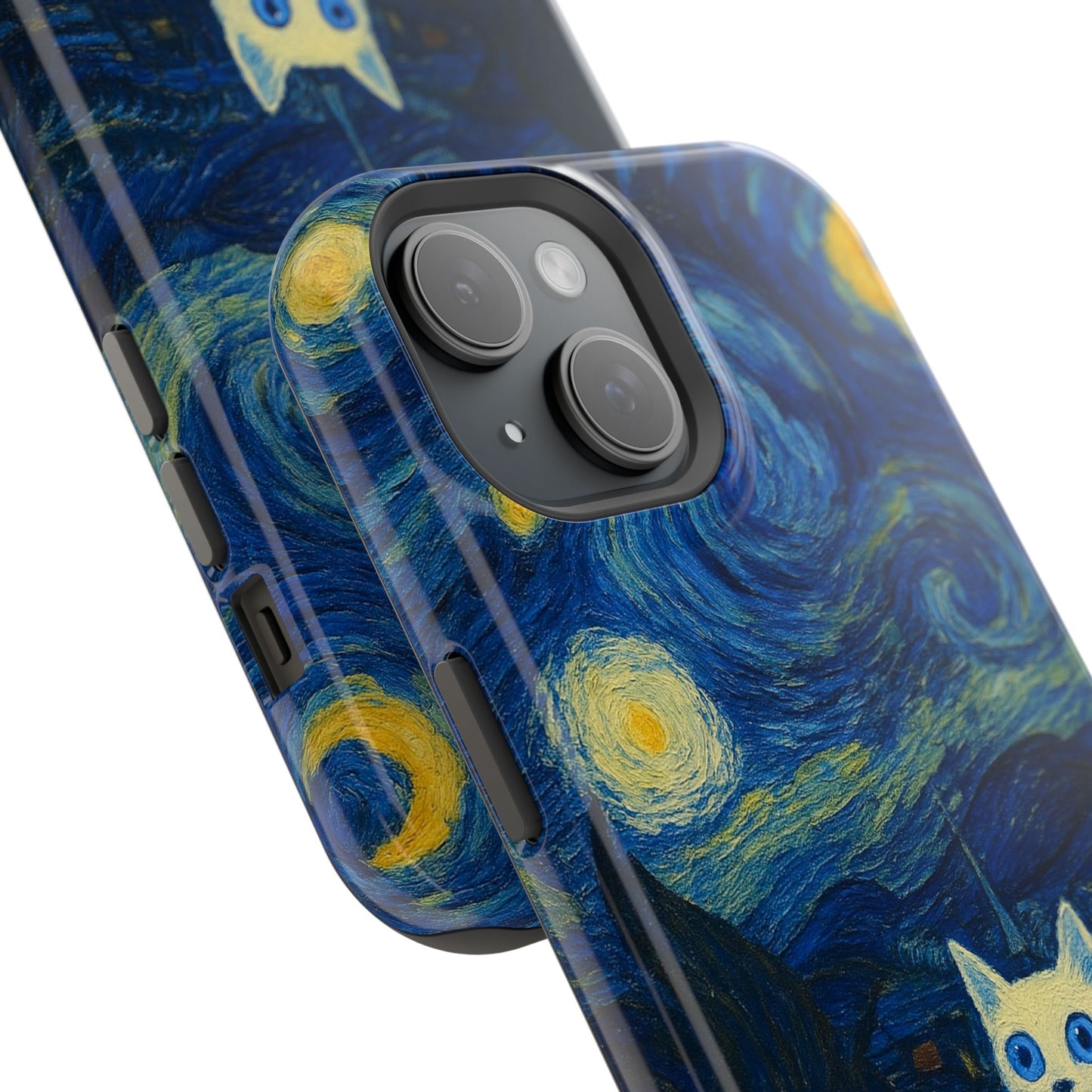 Starry Night Cat โ Van Gogh Inspired โ iPhone 16, 15, 14, 13 โ MagSafe Magnetic Tough Case by HitStickers