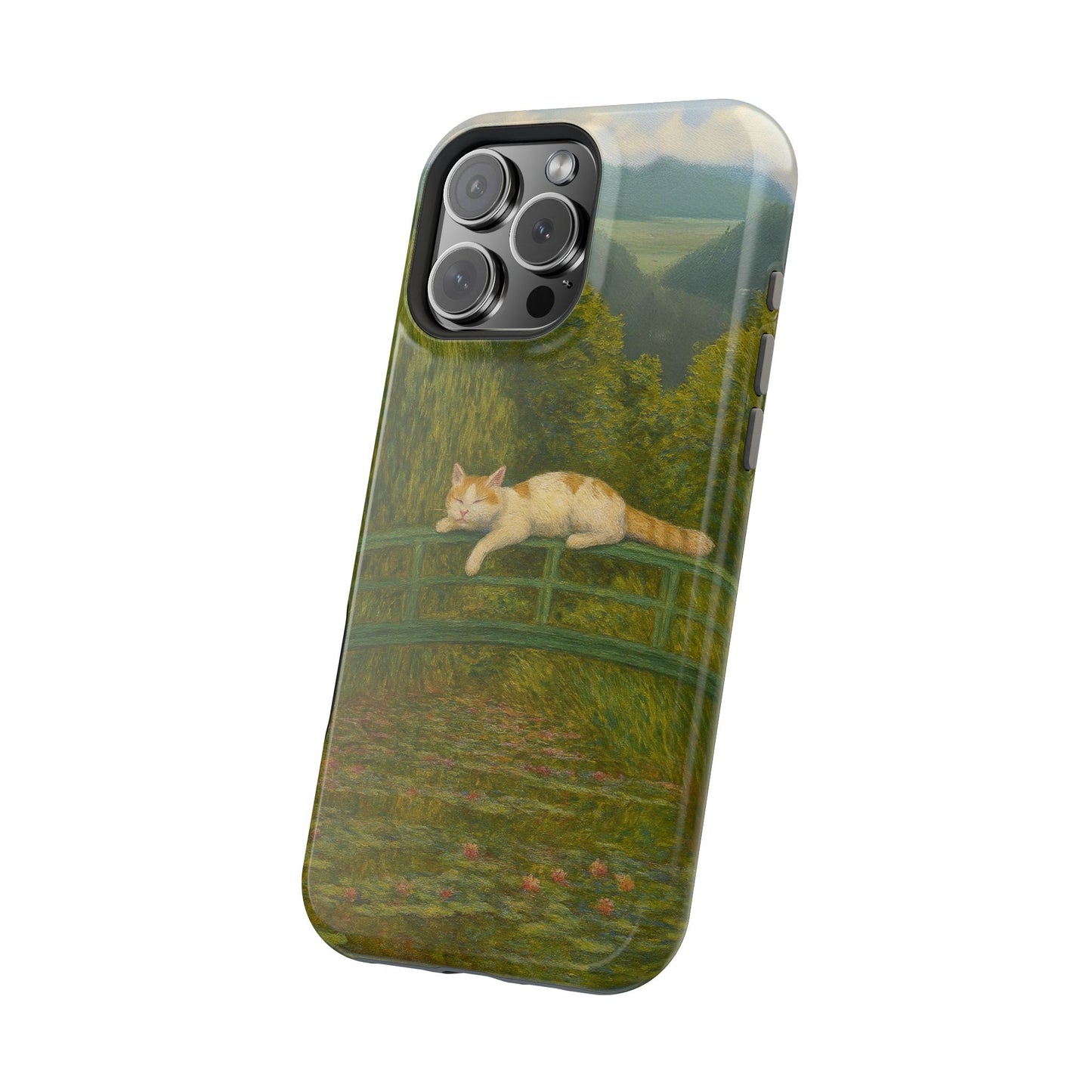 Sleeping Cat on the Japanese Bridge โ Monet Inspired โ iPhone 16, 15, 14, 13 โ MagSafe Magnetic Tough Case by HitStickers