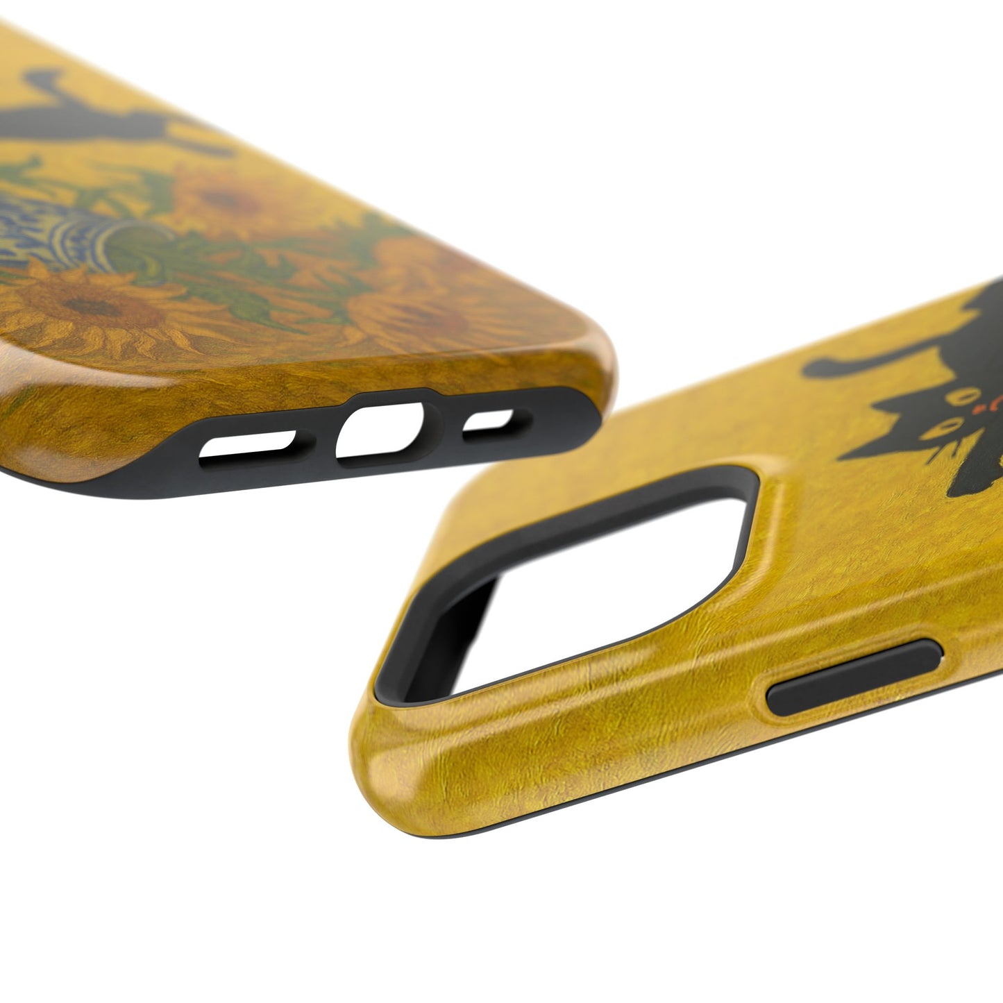 Mischievous Cat & Sunflowers โ Van Gogh Inspired โ iPhone 16, 15, 14, 13 โ MagSafe Magnetic Tough Case by HitStickers