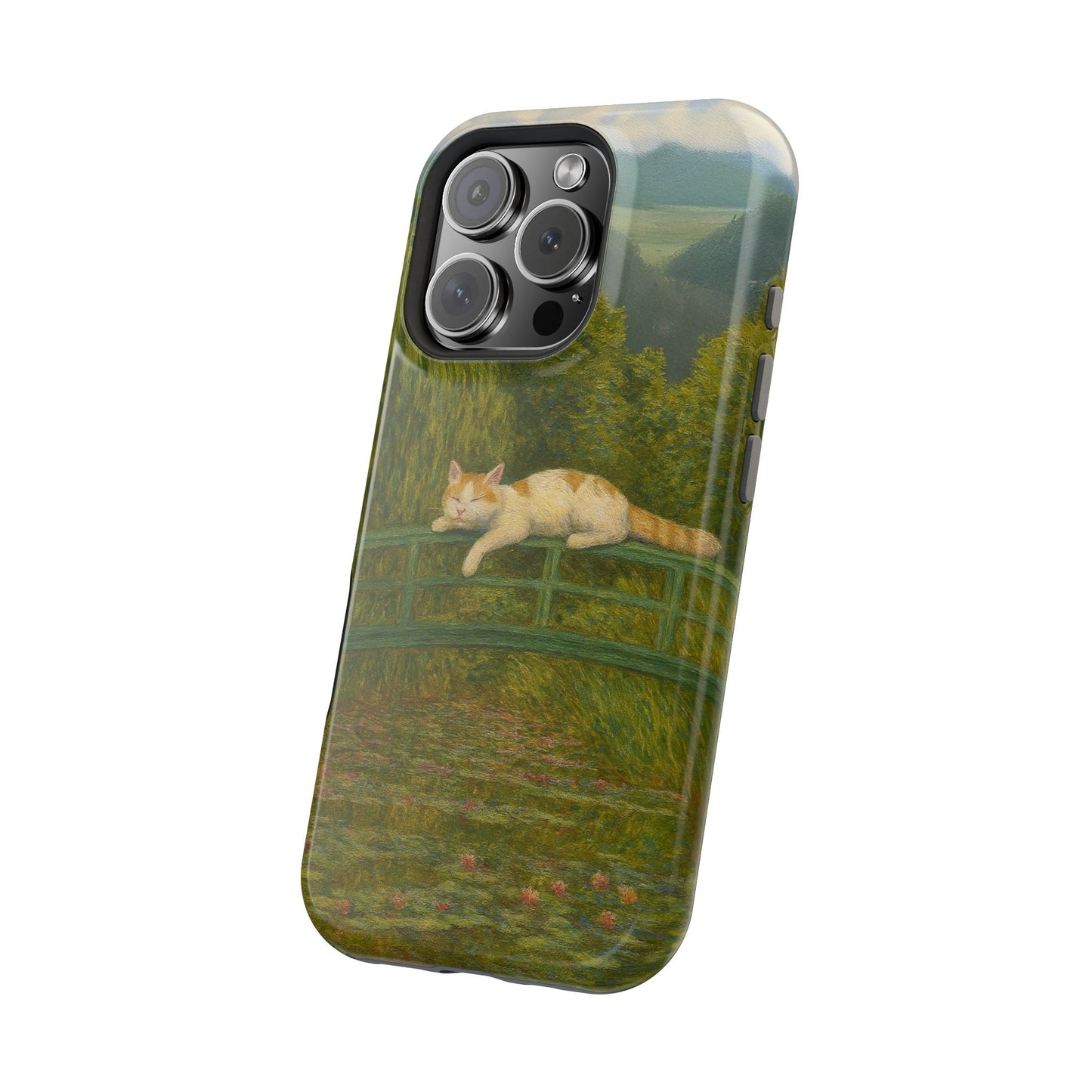 Sleeping Cat on the Japanese Bridge โ Monet Inspired โ iPhone 16, 15, 14, 13 โ MagSafe Magnetic Tough Case by HitStickers