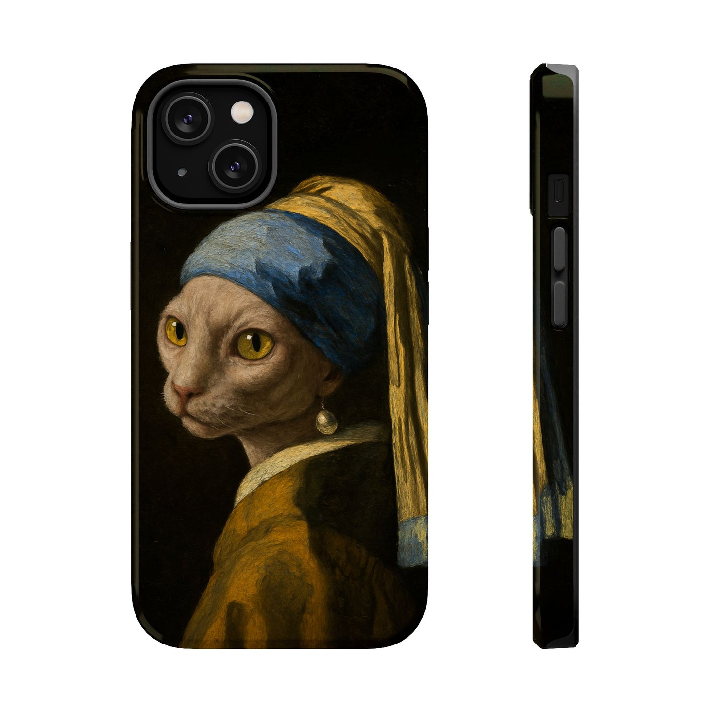 Cat with a Pearl Earring โ Vermeer Inspired โ iPhone 16, 15, 14, 13 โ MagSafe Magnetic Tough Case by HitStickers