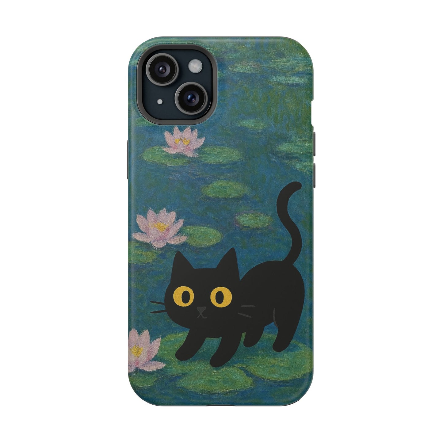 Water Lily Cat โ Monet Inspired โ iPhone 16, 15, 14, 13 โ MagSafe Magnetic Tough Case by HitStickers